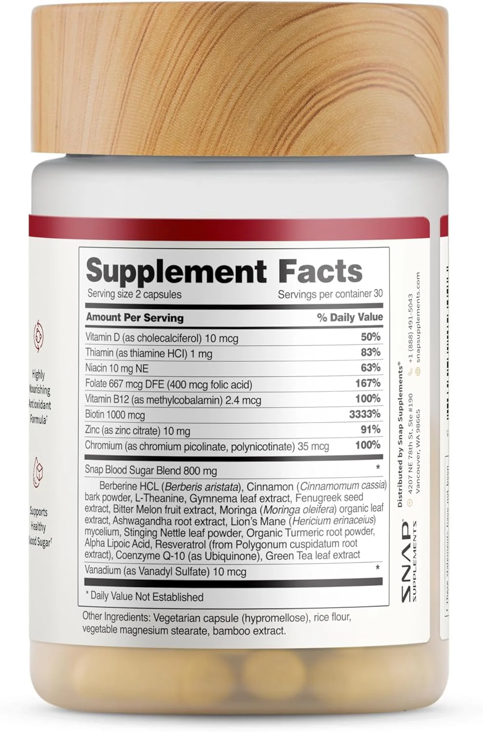 Snap Supplements Blood Sugar Blend — CoQ10, Cinnamon, Gymnema, Alpha Lipoic Acid, Sugar Free, 60 Capsules, 2 Pack - Image 8
