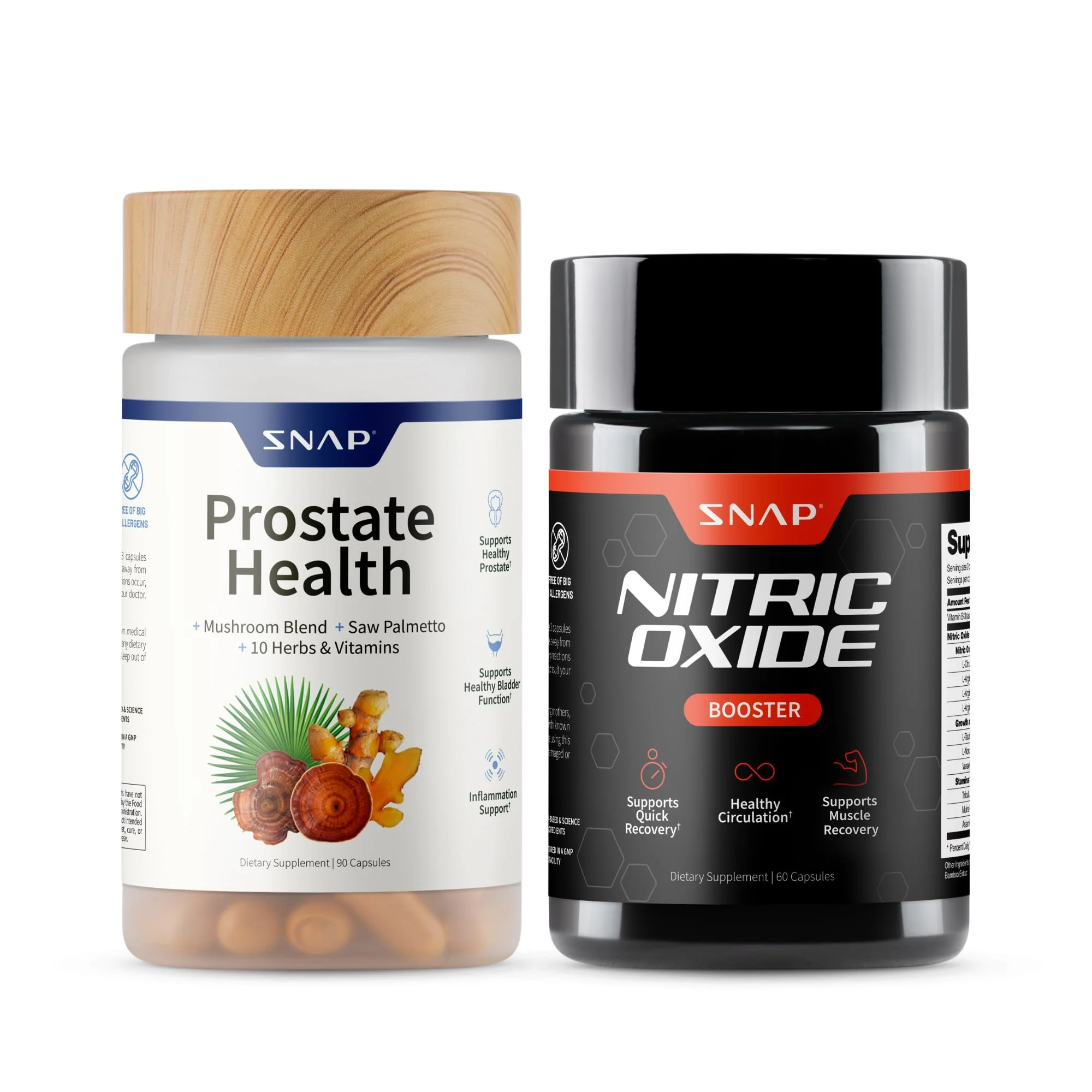 Snap Supplements Prostate Health & Nitric Oxide Bundle for Men | 90 + 60 Vegetarian Capsules (1 Month Supply)