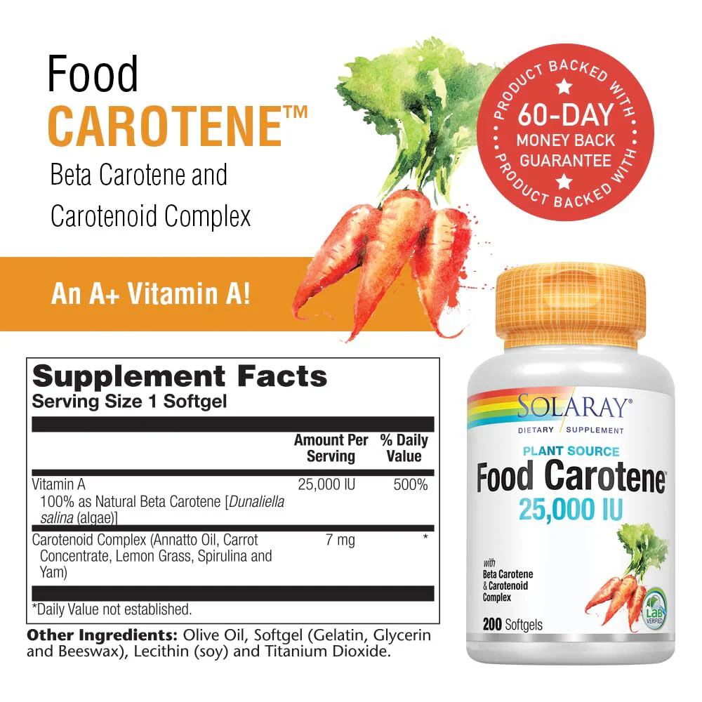 SOLARAY Beta Carotene 25,000 IU | Vitamin A Carotenoids for Skin, Eyes & Immune Support - Image 2
