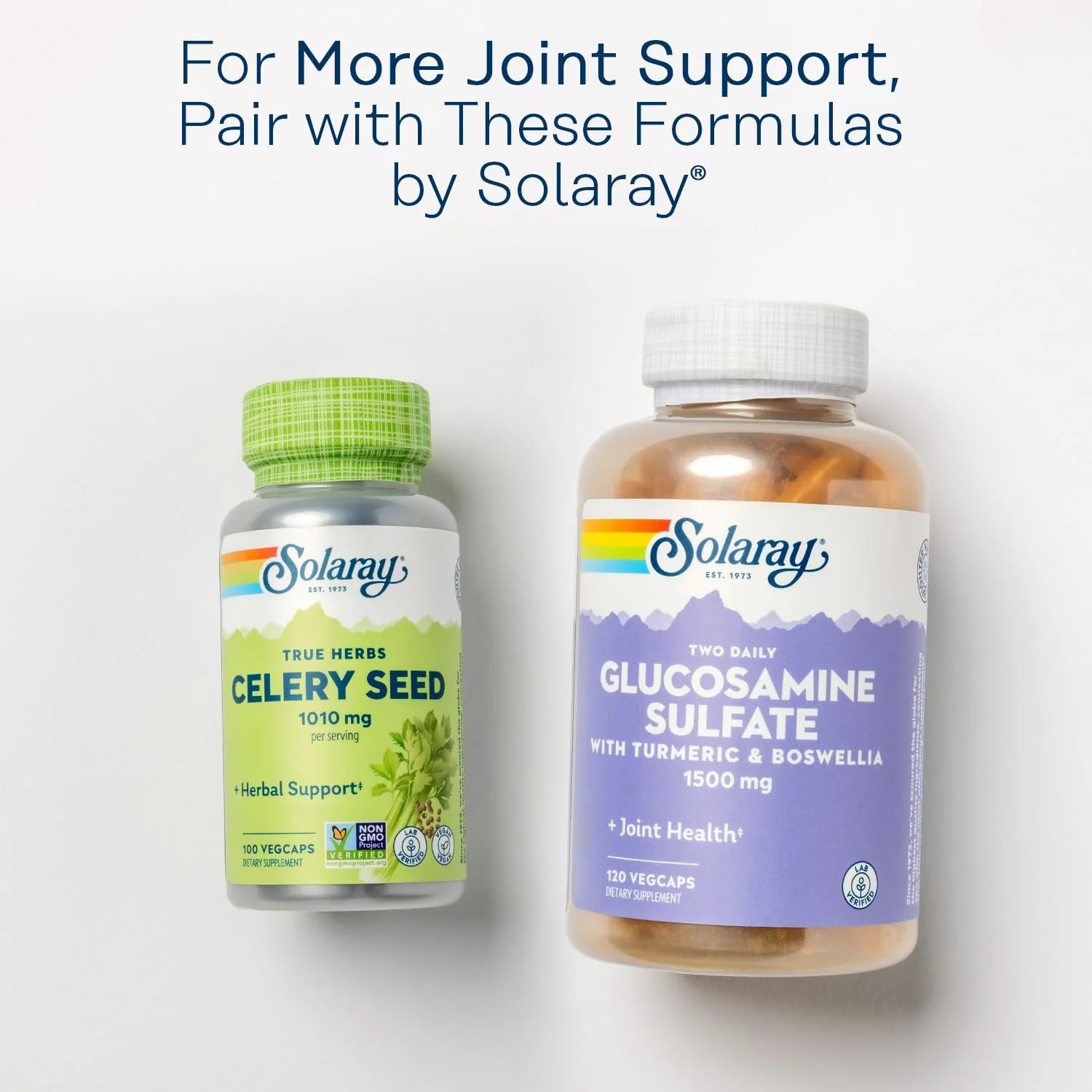 SOLARAY Glucosamine Chondroitin Hyaluronic Acid Joint Support with Vitamin C | Lab Verified, 60-Serving, 180 VegCaps - Image 6