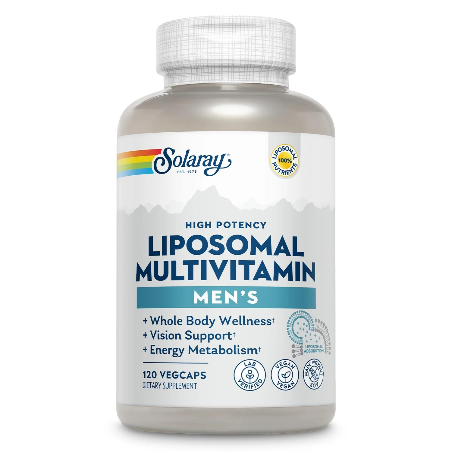 SOLARAY Liposomal Multivitamin for Men – Enhanced Absorption, Immune & Energy Support, Vegan & Soy Free, 60 Servings