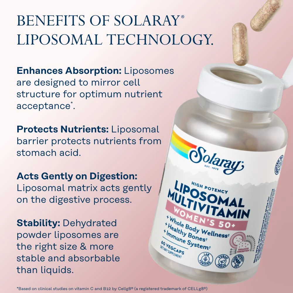 SOLARAY Liposomal Multivitamin for Women 50+ | Enhanced Absorption, Immune & Bone Support, Vegan, 60 Servings - Image 11