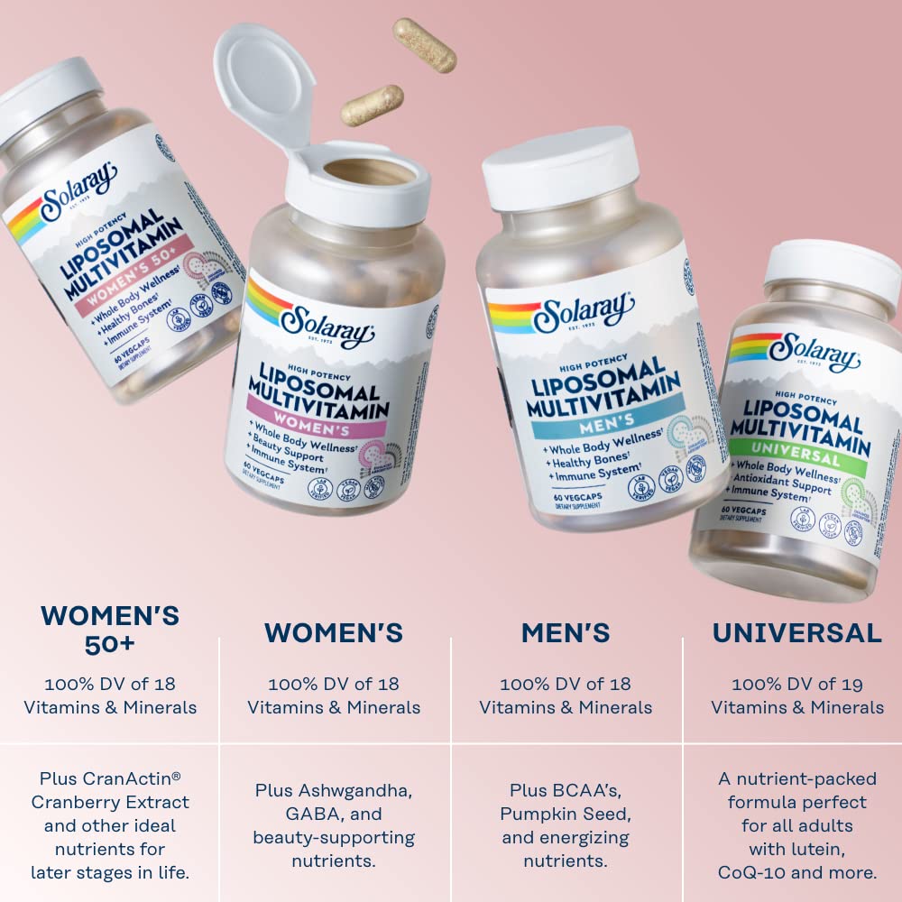 SOLARAY Liposomal Multivitamin for Women 50+ | Enhanced Absorption, Immune & Bone Support, Vegan, 60 Servings - Image 13