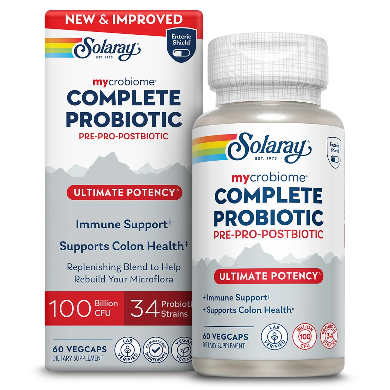 SOLARAY Mycrobiome Complete Probiotic Ultimate Potency – 100B CFU, 34 Strains, 60 VegCaps, Vegan - Image 7