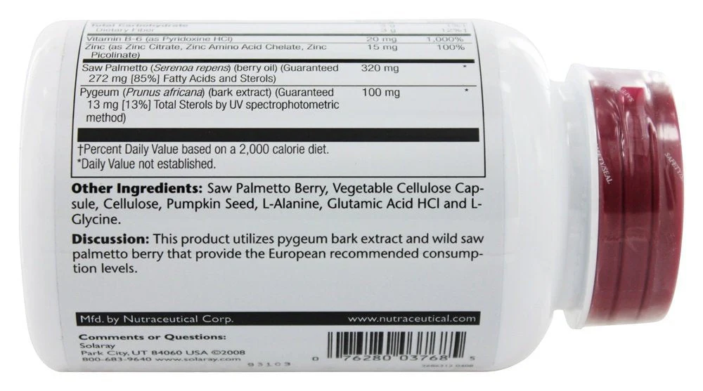 Solaray Pygeum & Saw Palmetto — 120 Vegetarian Capsules | Prostate Wellness Support - Image 4