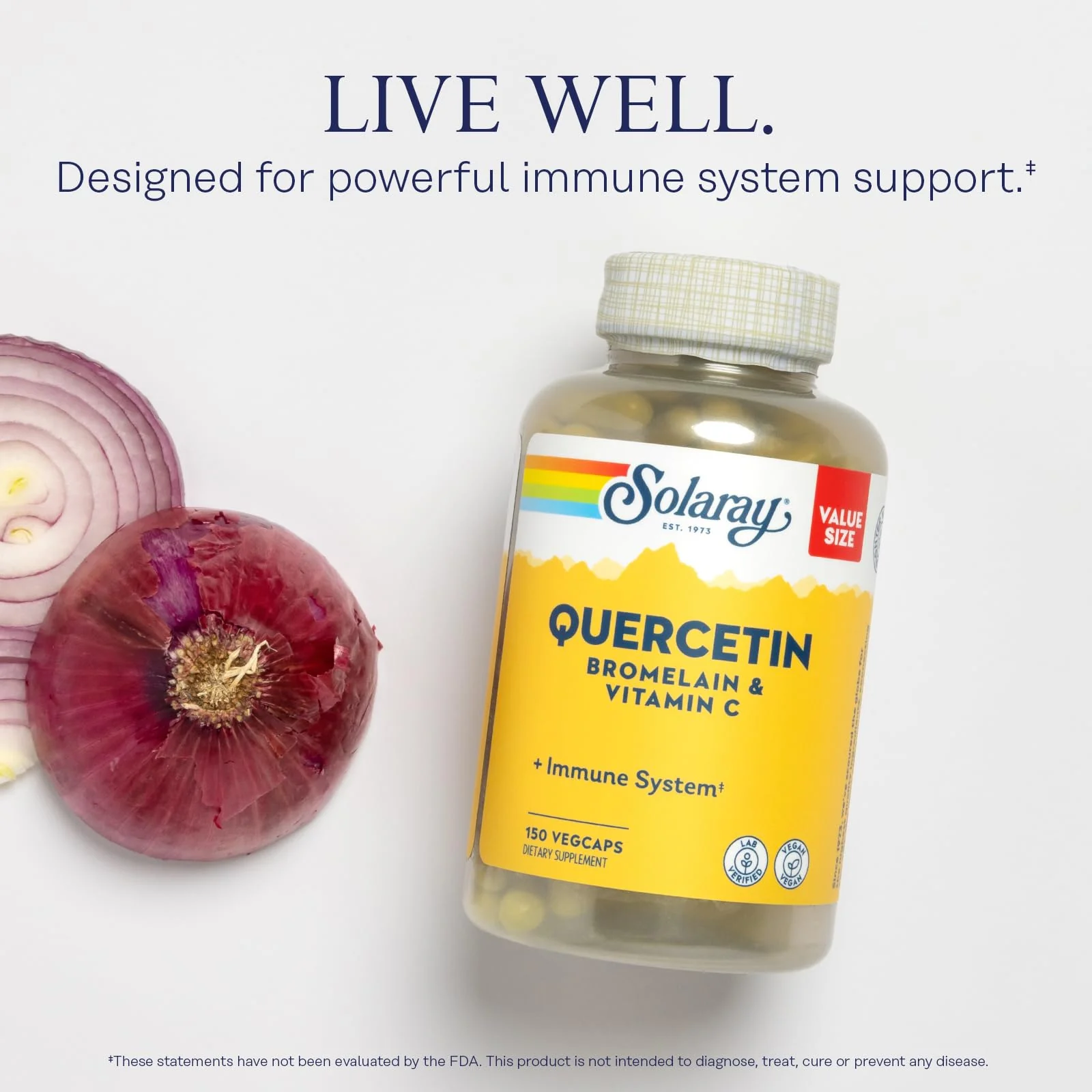 SOLARAY Quercetin Bromelain & Vitamin C – Immune Support, Antioxidant Activity, Vegan, 75 Servings, 60 Day Guarantee - Image 3