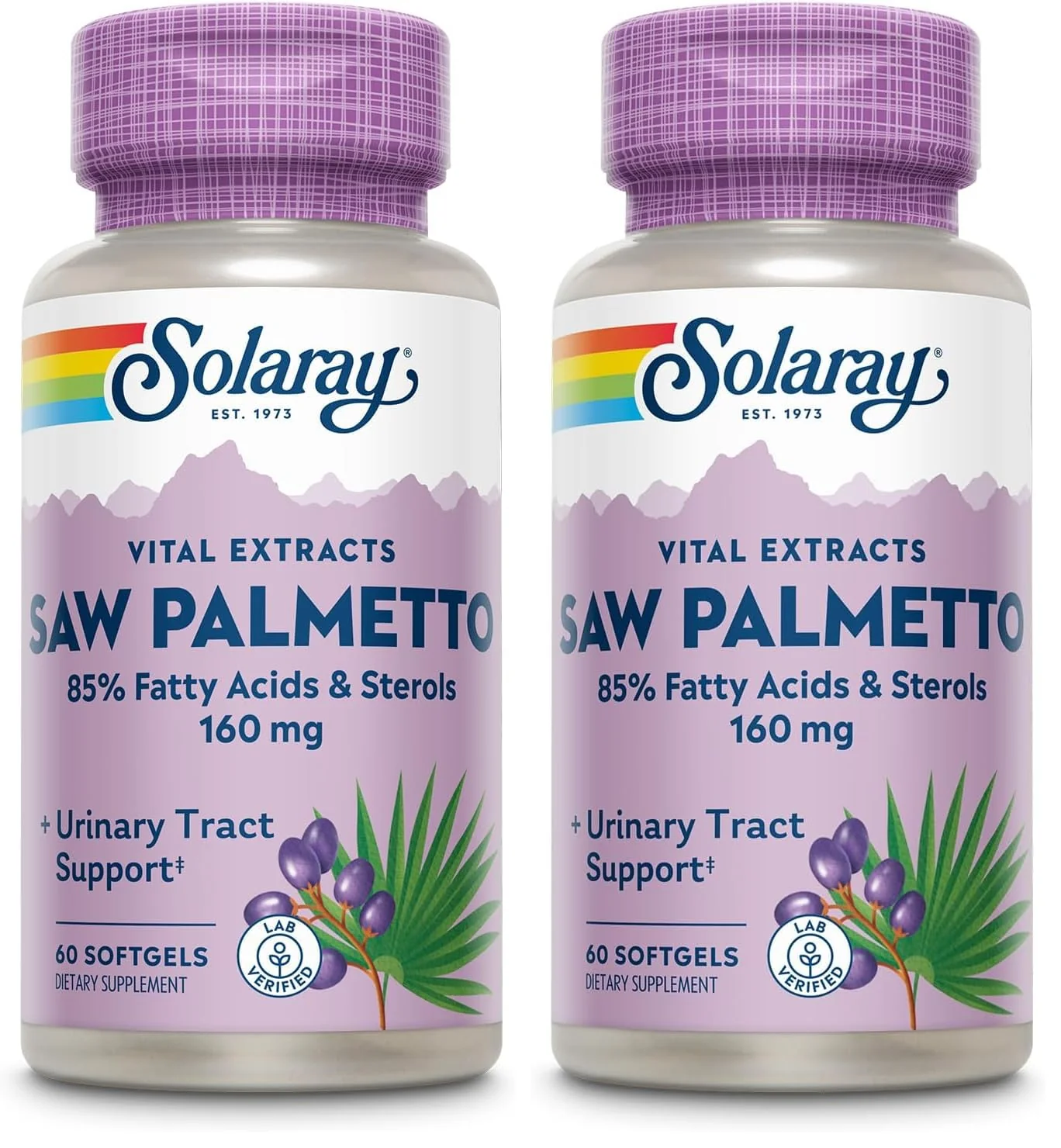 SOLARAY Saw Palmetto Extract – Prostate & Urinary Support, 136 mg Fatty Acids & Sterols, Lab Verified, Pack of 2 (60 Servings) - Image 7