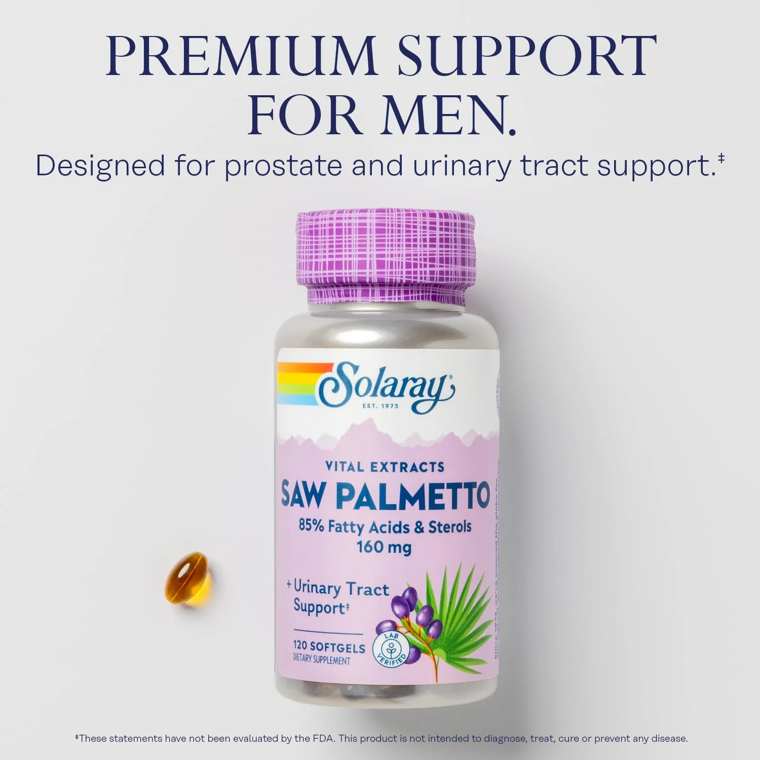 SOLARAY Saw Palmetto Extract - Prostate & Urinary Support, 160 mg per Softgel, 120 Softgels - Image 4