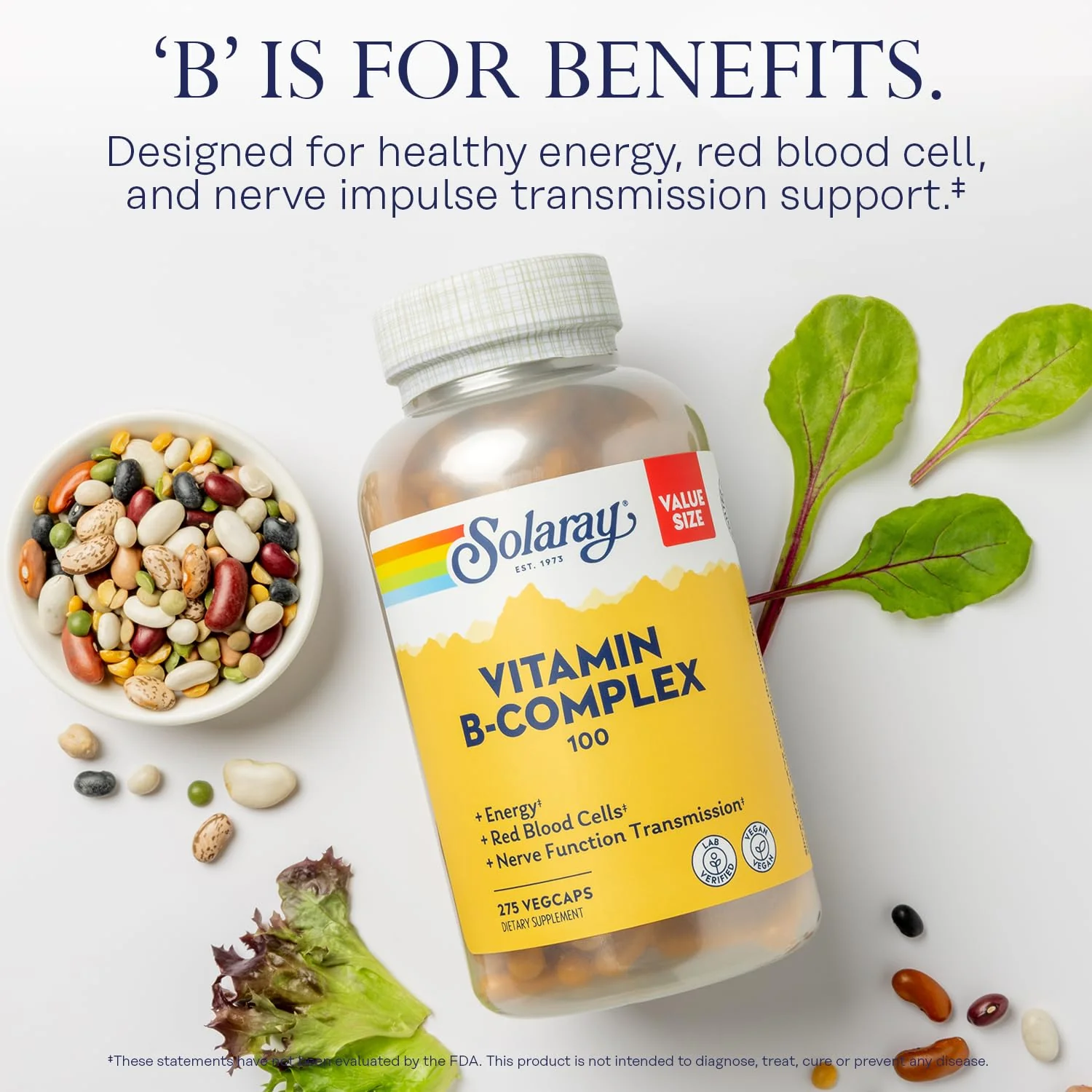 SOLARAY Vitamin B Complex 100 mg, 275 VegCaps | Energy, Immune & Nerve Support | Vegan - Image 4