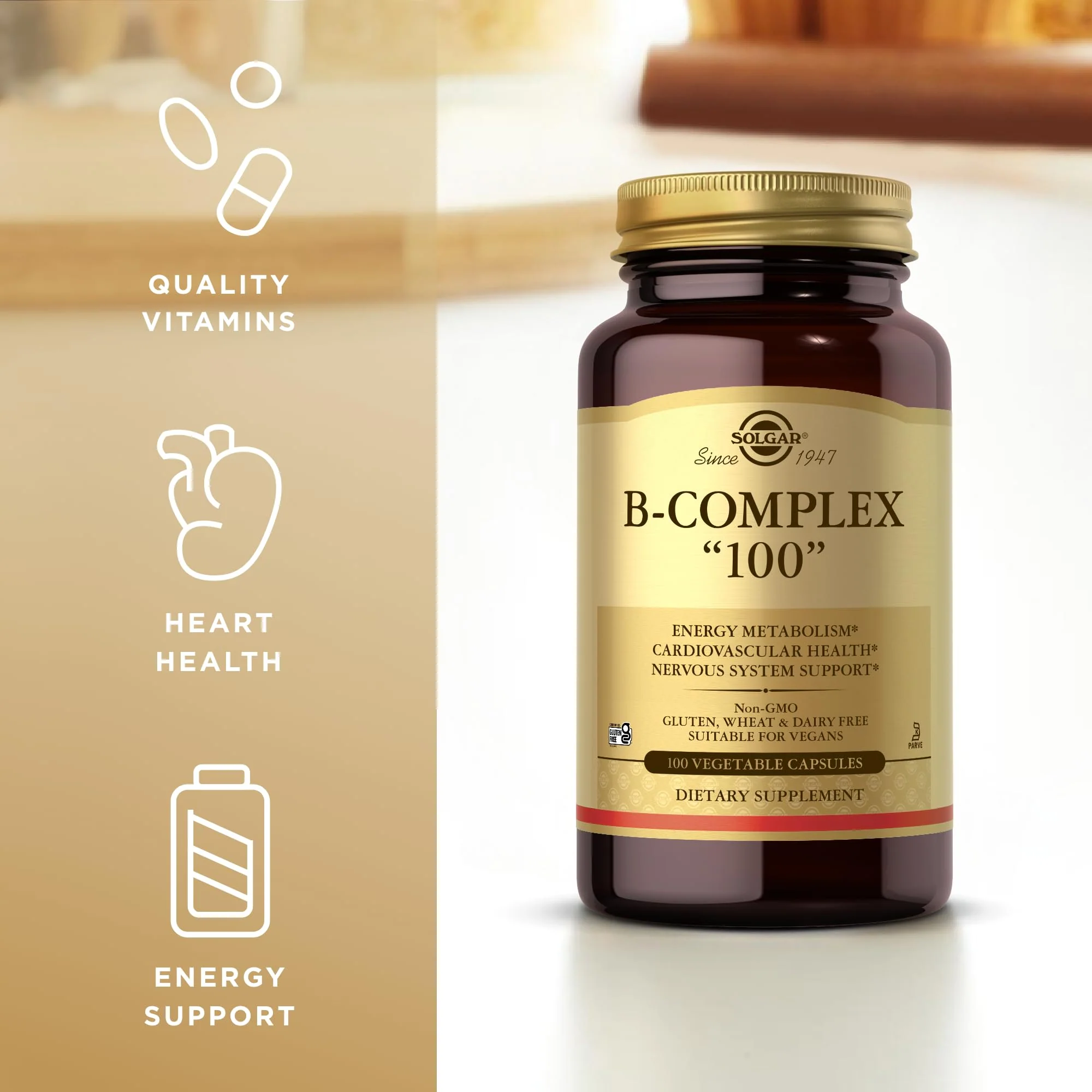 Solgar B-Complex 100 — 200 Total Servings (2x100 Veggie Capsules) for Energy Metabolism, Nervous System & Cardiovascular Support | Non-GMO, Vegan, Gluten Free - Image 10