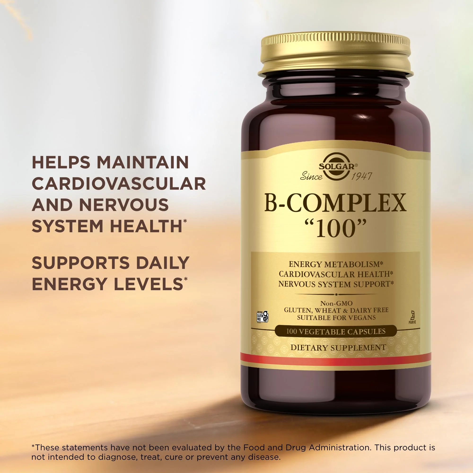 Solgar B-Complex 100 — 200 Total Servings (2x100 Veggie Capsules) for Energy Metabolism, Nervous System & Cardiovascular Support | Non-GMO, Vegan, Gluten Free - Image 11