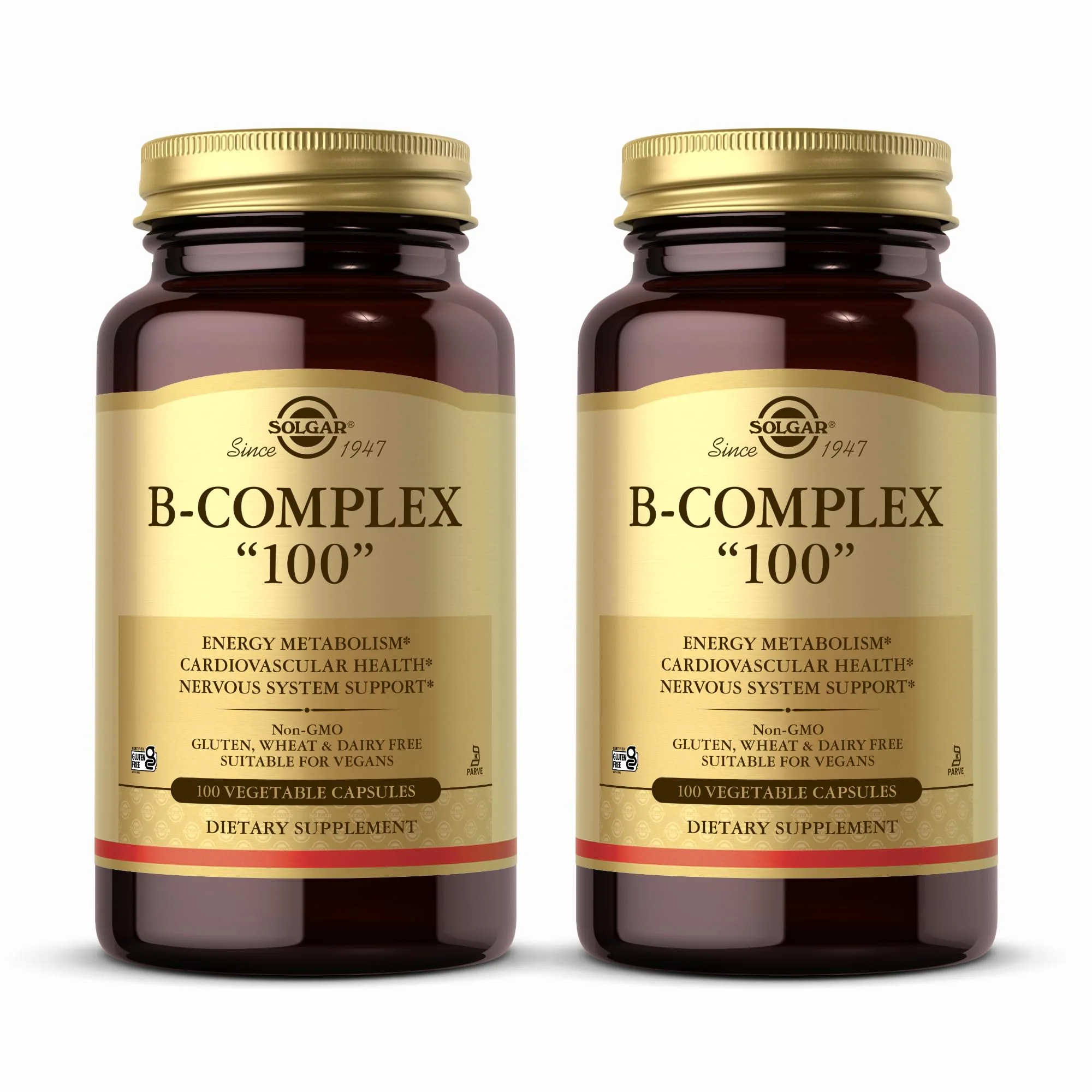 Solgar B-Complex 100 — 200 Total Servings (2x100 Veggie Capsules) for Energy Metabolism, Nervous System & Cardiovascular Support | Non-GMO, Vegan, Gluten Free - Image 7
