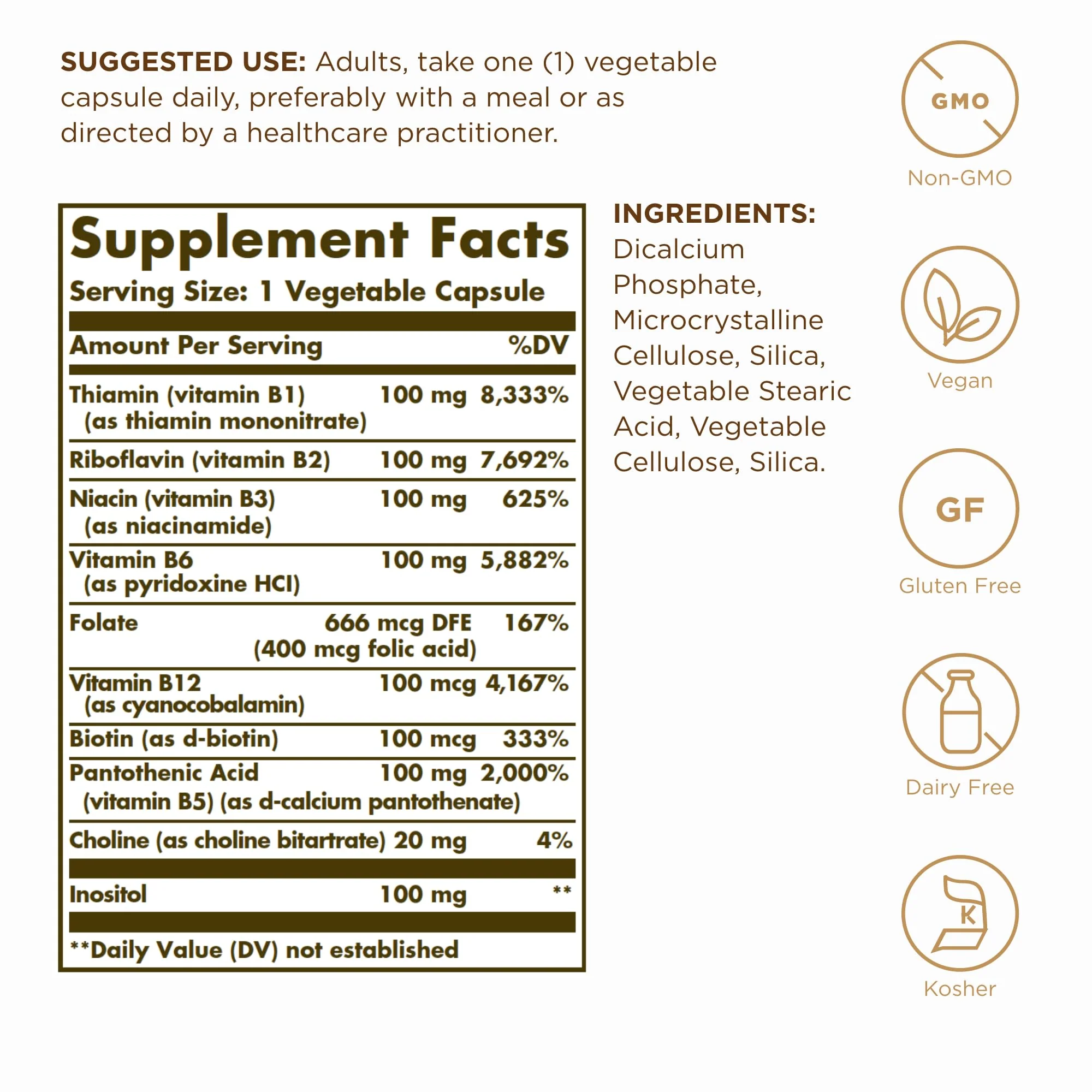 Solgar B-Complex 100 — 200 Total Servings (2x100 Veggie Capsules) for Energy Metabolism, Nervous System & Cardiovascular Support | Non-GMO, Vegan, Gluten Free - Image 8