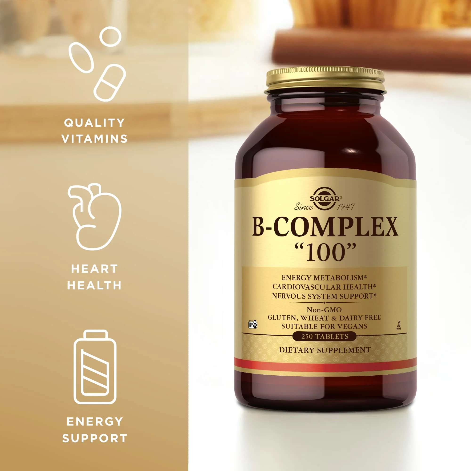 Solgar B-Complex 100 | 250 Tablets for Energy Metabolism, Heart & Nerve Support | Vegan, Non-GMO, Gluten Free - Image 12