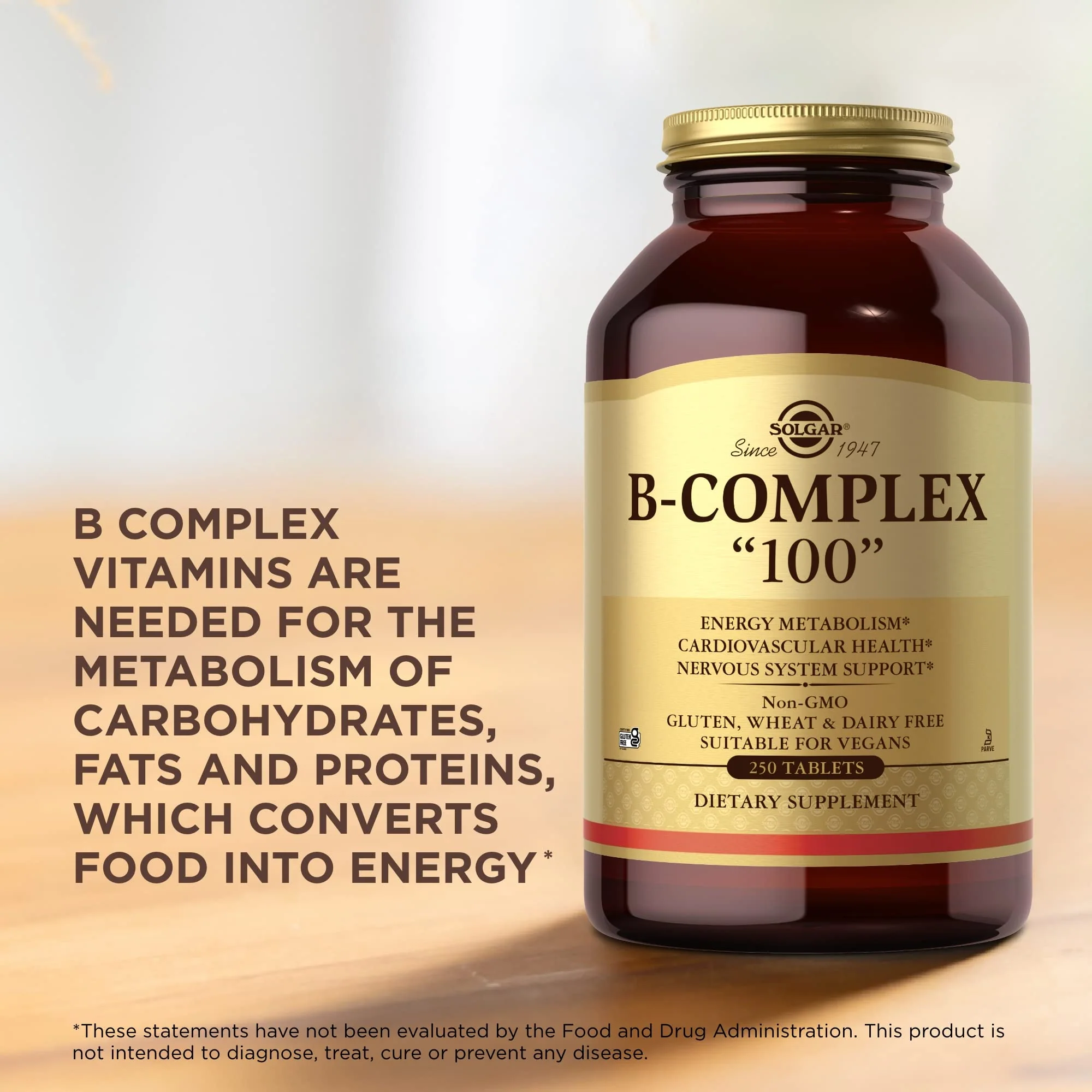 Solgar B-Complex 100 | 250 Tablets for Energy Metabolism, Heart & Nerve Support | Vegan, Non-GMO, Gluten Free - Image 13