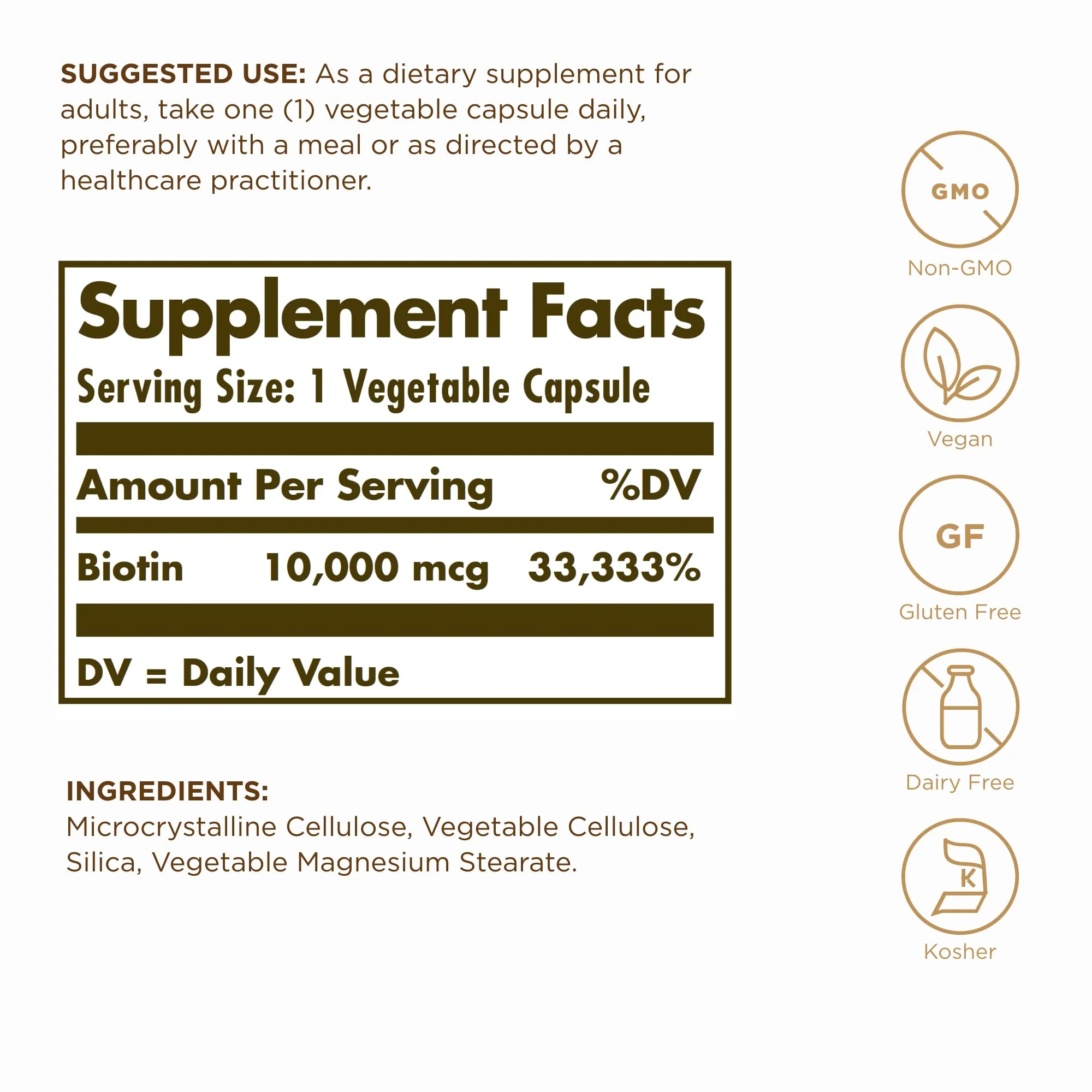 Solgar Biotin 10,000 mcg – 240 Servings (Pack of 2) – Vegan, Gluten Free - Image 2