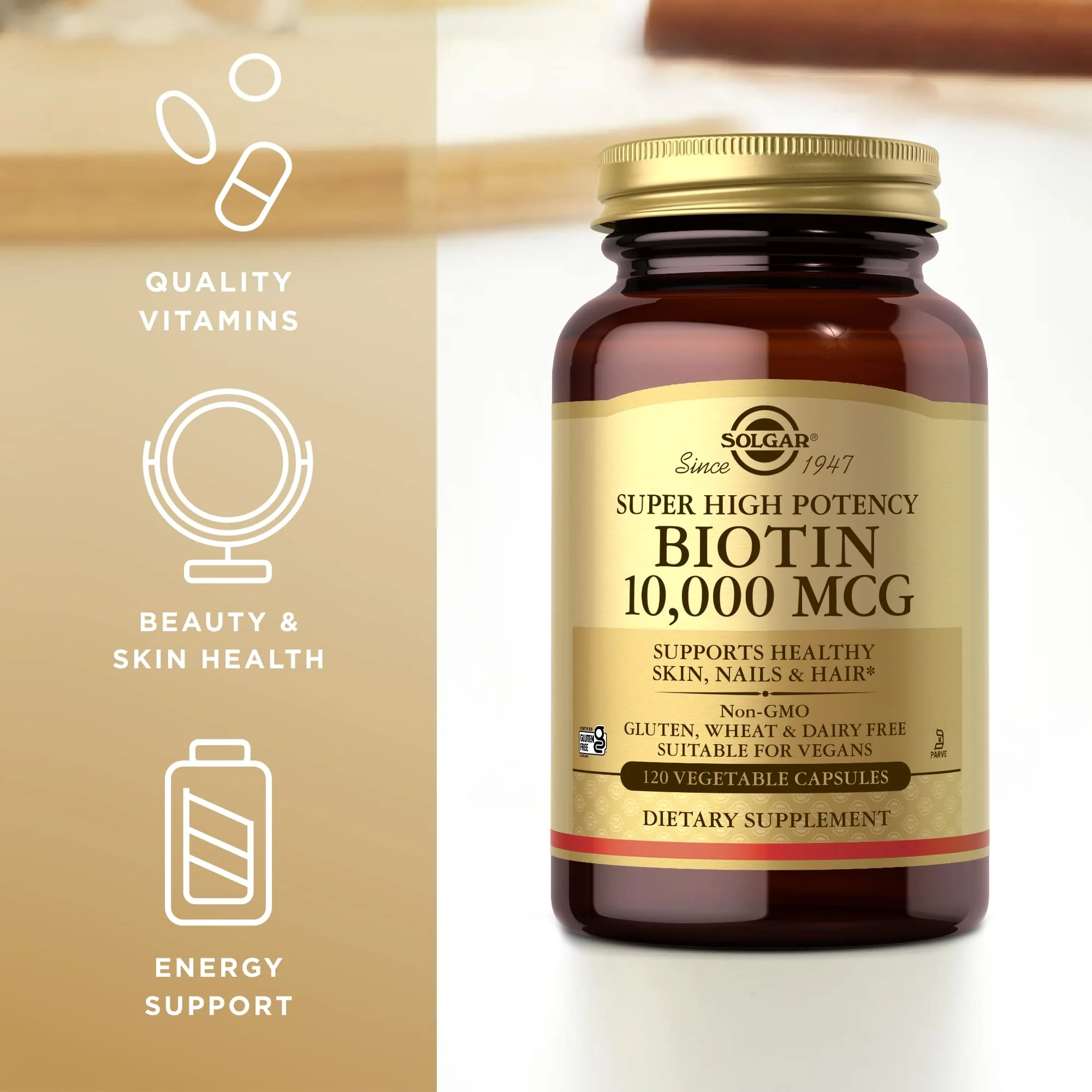 Solgar Biotin 10,000 mcg – 240 Servings (Pack of 2) – Vegan, Gluten Free - Image 4