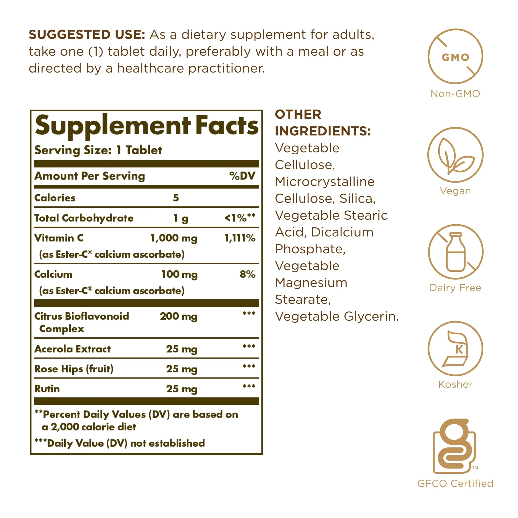 SOLGAR Ester-C Plus 1000 mg Vitamin C (Ascorbate Complex) - 180 Tablets, Pack of 2 - Gentle & Non Acidic - Supports Upper Respiratory Health - Non-GMO, Gluten Free - 360 Total Servings - Image 2
