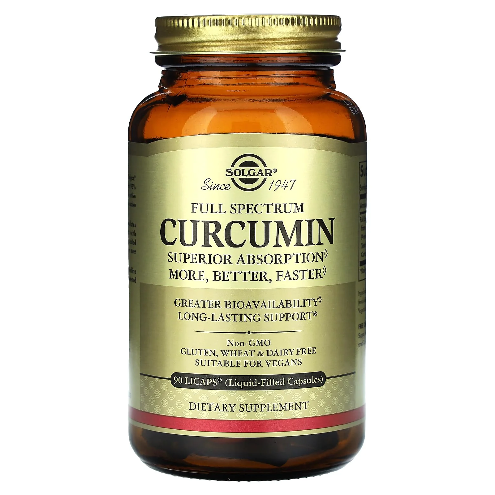 Solgar Full Spectrum Curcumin - 90 LiCaps | Superior Absorption, Brain, Joint & Immune Health | Non-GMO, Vegan, Gluten Free, Dairy Free - Image 5