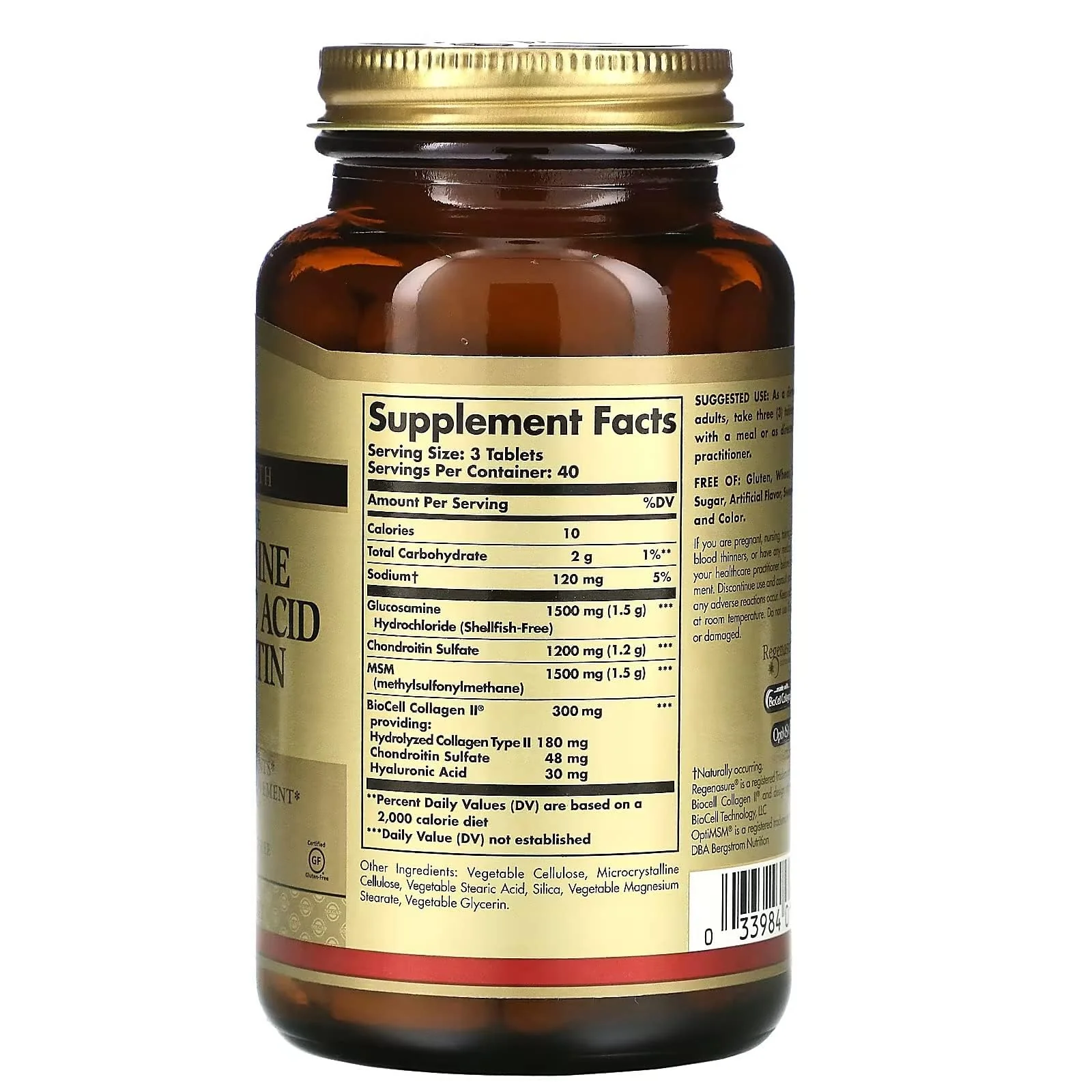 Solgar Glucosamine Hyaluronic Acid Chondroitin MSM 120 Tablets – Joint Support, Mobility & Flexibility | Extra Strength, Shellfish Free, Non-GMO, Gluten Free - Image 2