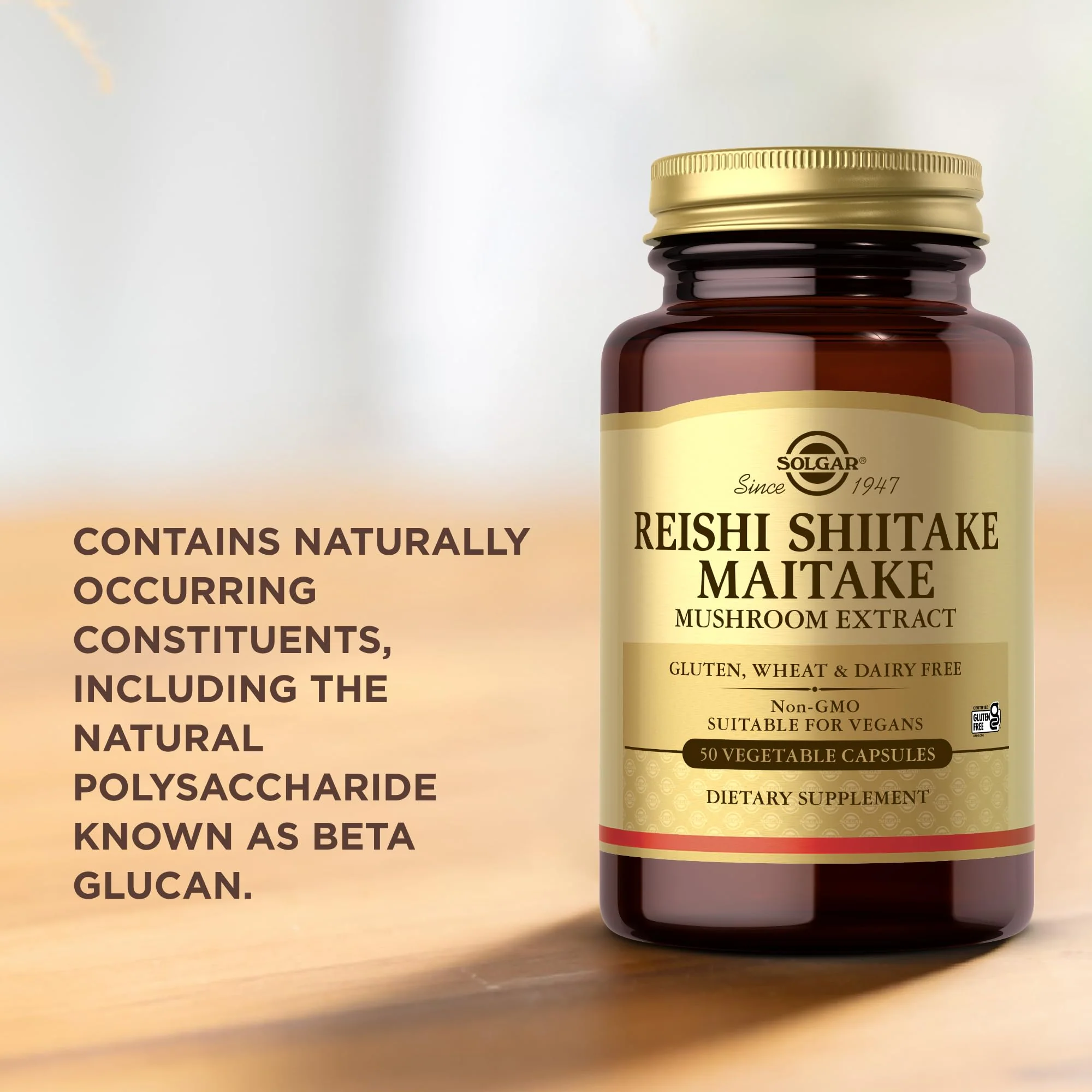Solgar Reishi Shiitake Maitake - 50 Veg Caps | Mushroom Extract, Non-GMO, Vegan, Gluten Free - Image 5