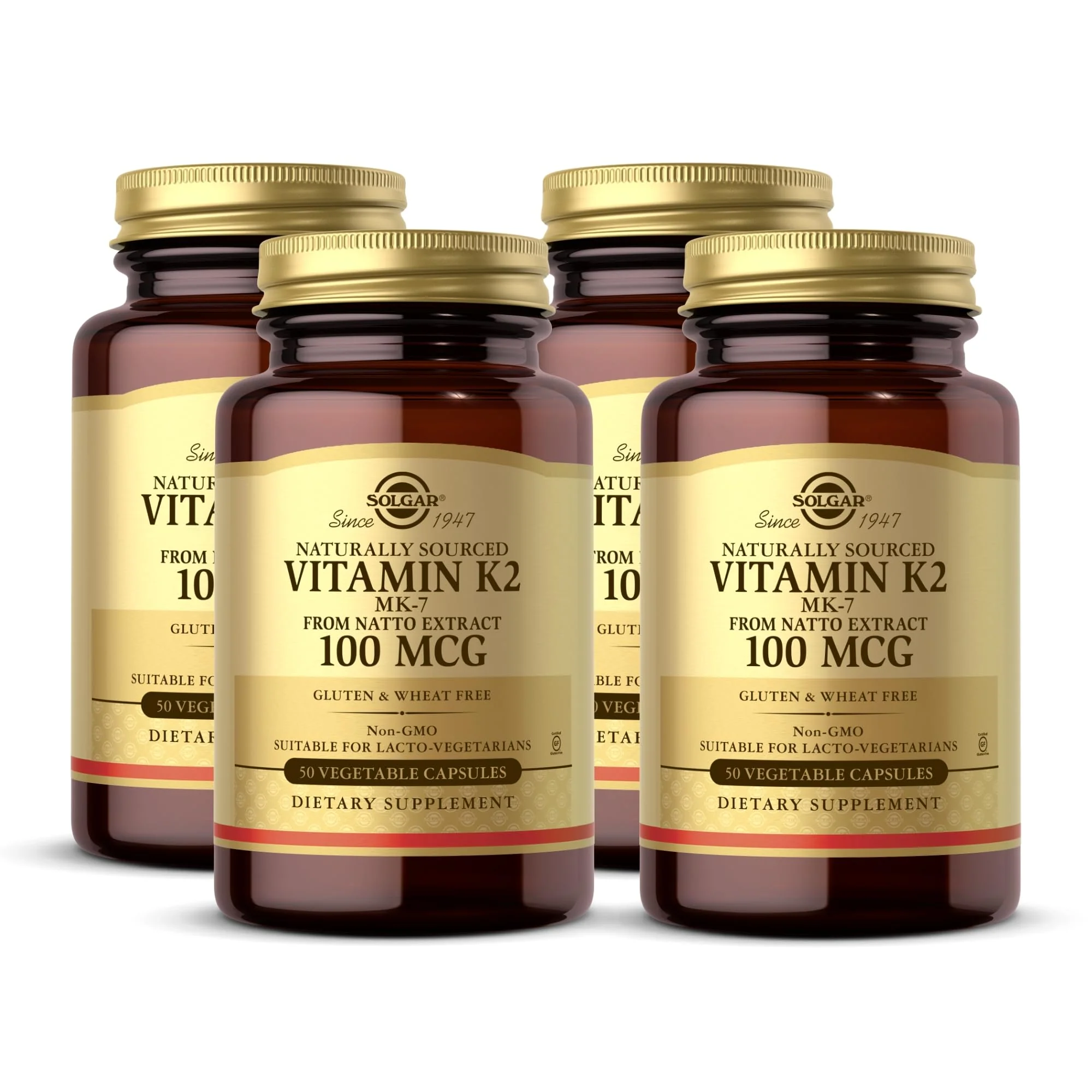 Solgar Vitamin K2 MK-7 100 mcg – Natto Whole-Food Source, 50 Vegetable Capsules x4 (200 Servings) – Non-GMO, Gluten Free - Image 7