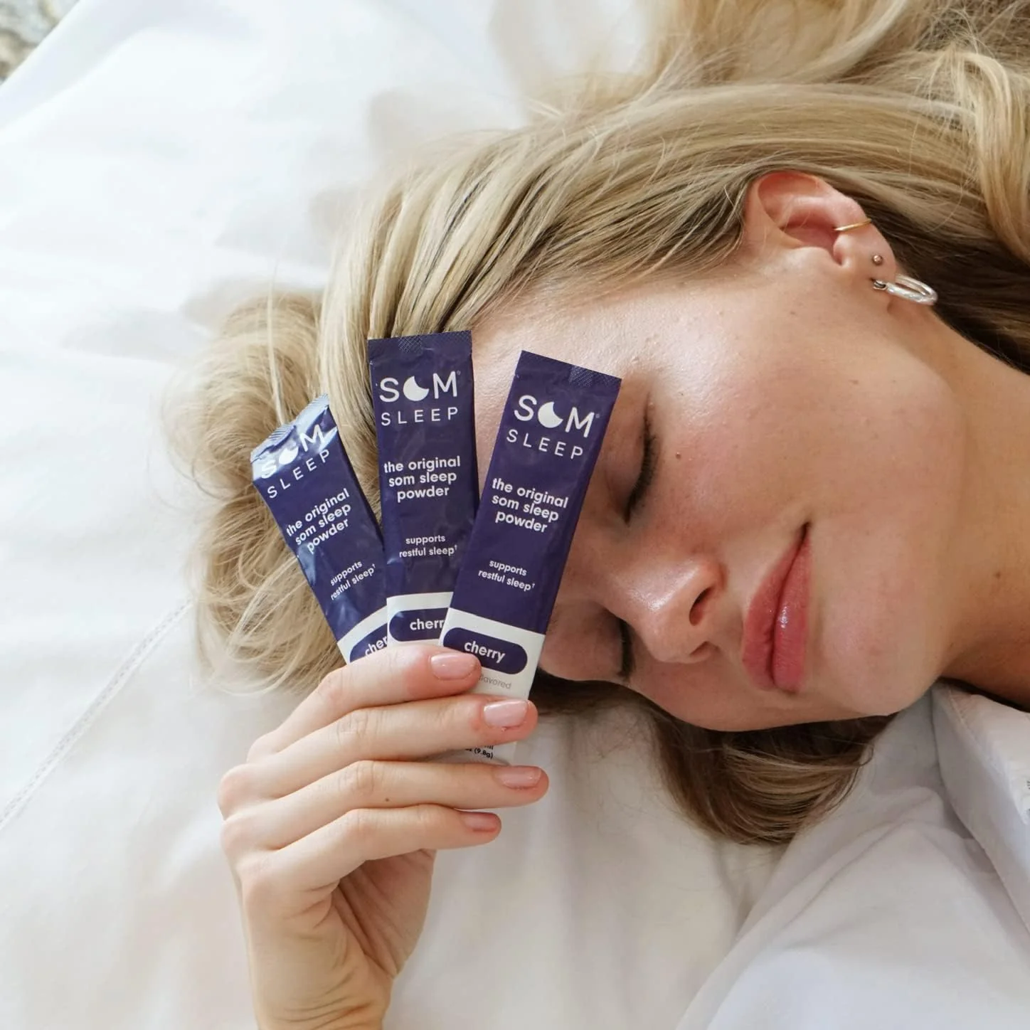 Som Sleep Calm Sleep Aid Powder Drink Mix – 3mg Melatonin, Magnesium, L-Theanine & GABA | Vegan, Zero Sugar, Cherry, 30-Pack - Image 3