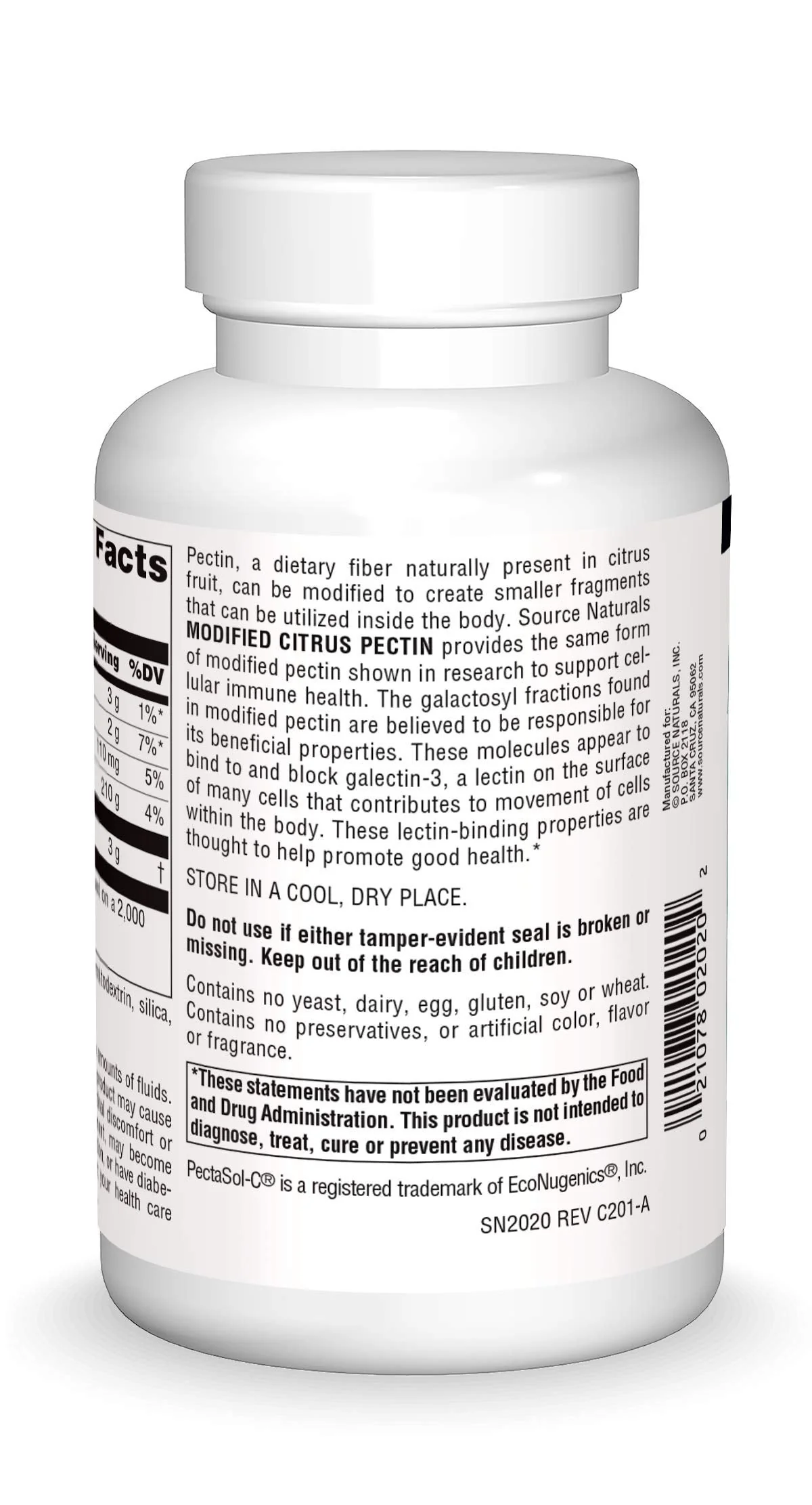 Source Naturals PectImmune: Modified Citrus Pectin for Cellular Immune Health, 750 mg, 120 capsules - Image 2