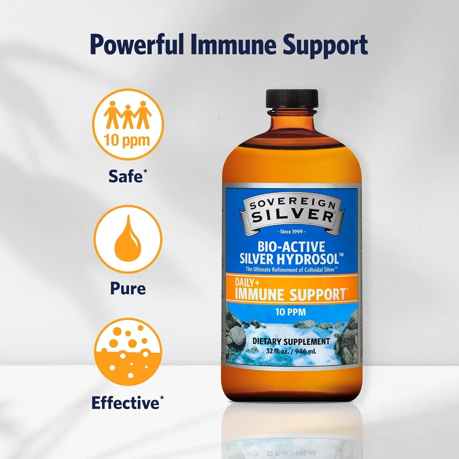 Sovereign Silver Immune Support - 10 ppm Colloidal Silver, 32 fl oz (946 mL) - Image 4