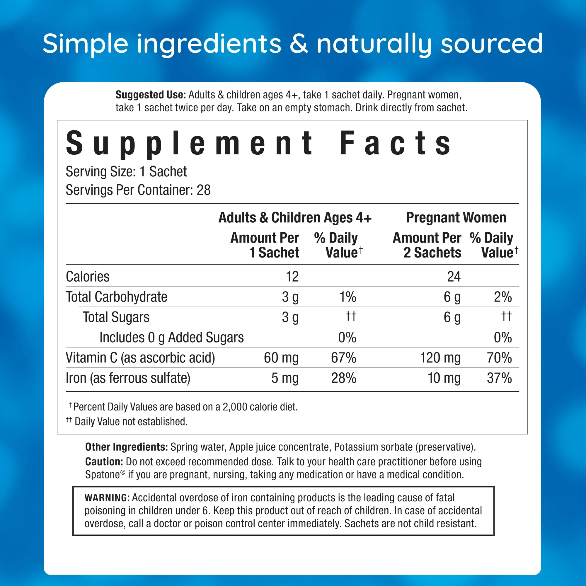 Spatone Apple Liquid Iron + Vitamin C – 2 Pack (Ages 4+), 5 mg/20 mL Sachet, Vegan - Image 2