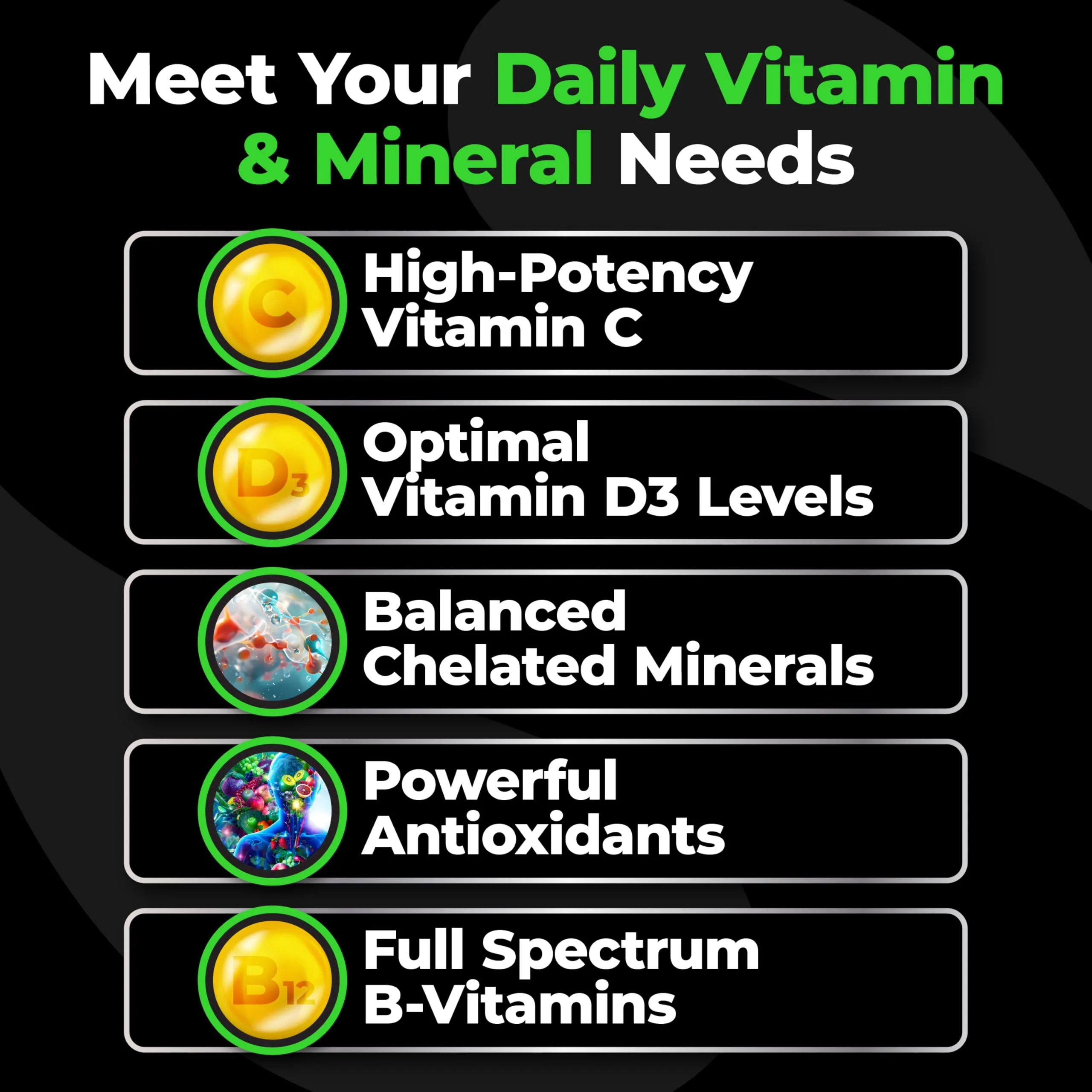 Species Nutrition V-Mineralyze All-Purpose Multivitamin – Vitamin C & D3, Chelated Minerals, Blueberry Extract, 300 Capsules - Image 4