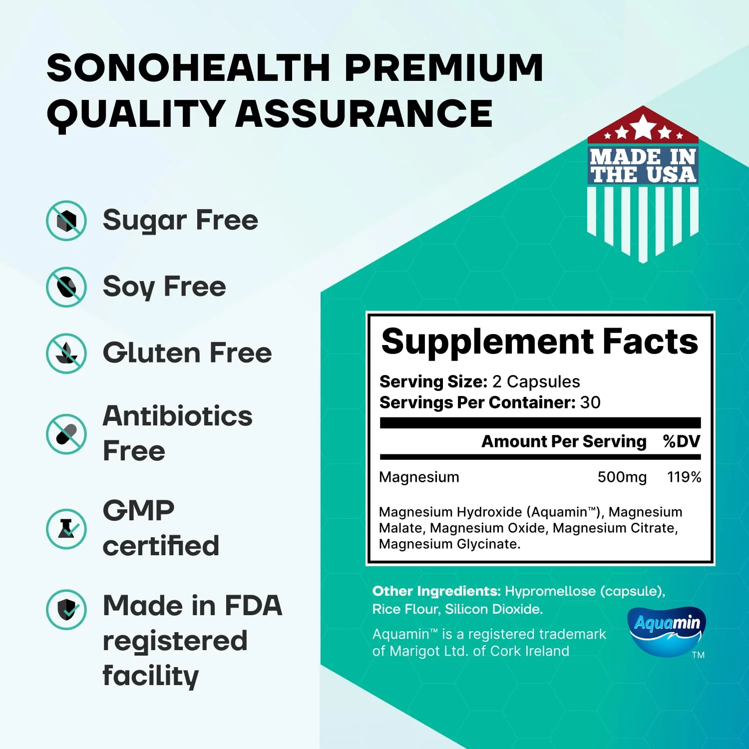 Spectrum 5 Magnesium | 5-in-1 Complex + 72 Trace Minerals for Enhanced Absorption | Irish Sea Sourced | 500mg per Serving | Made in USA, Third Party Tested, GMP Certified - Image 3