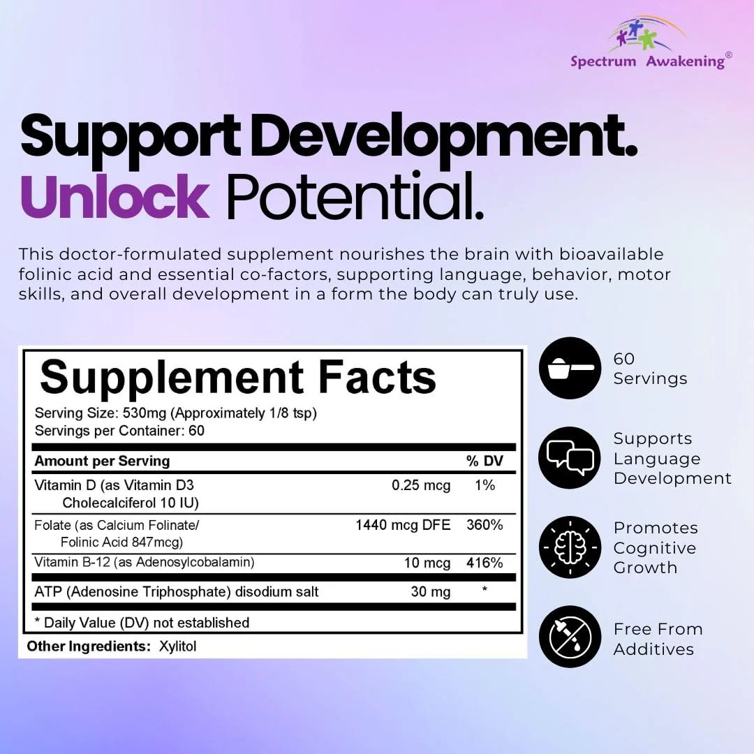 Spectrum Awakening Super Folinic Acid Powder for Kids | Supports Language & Focus - Image 4