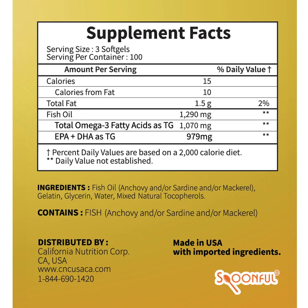 Spoonful Mini Omega-3 Fish Oil – iFOS Certified, 1290 mg/Serving, 300 Softgels, Made in USA - Image 7