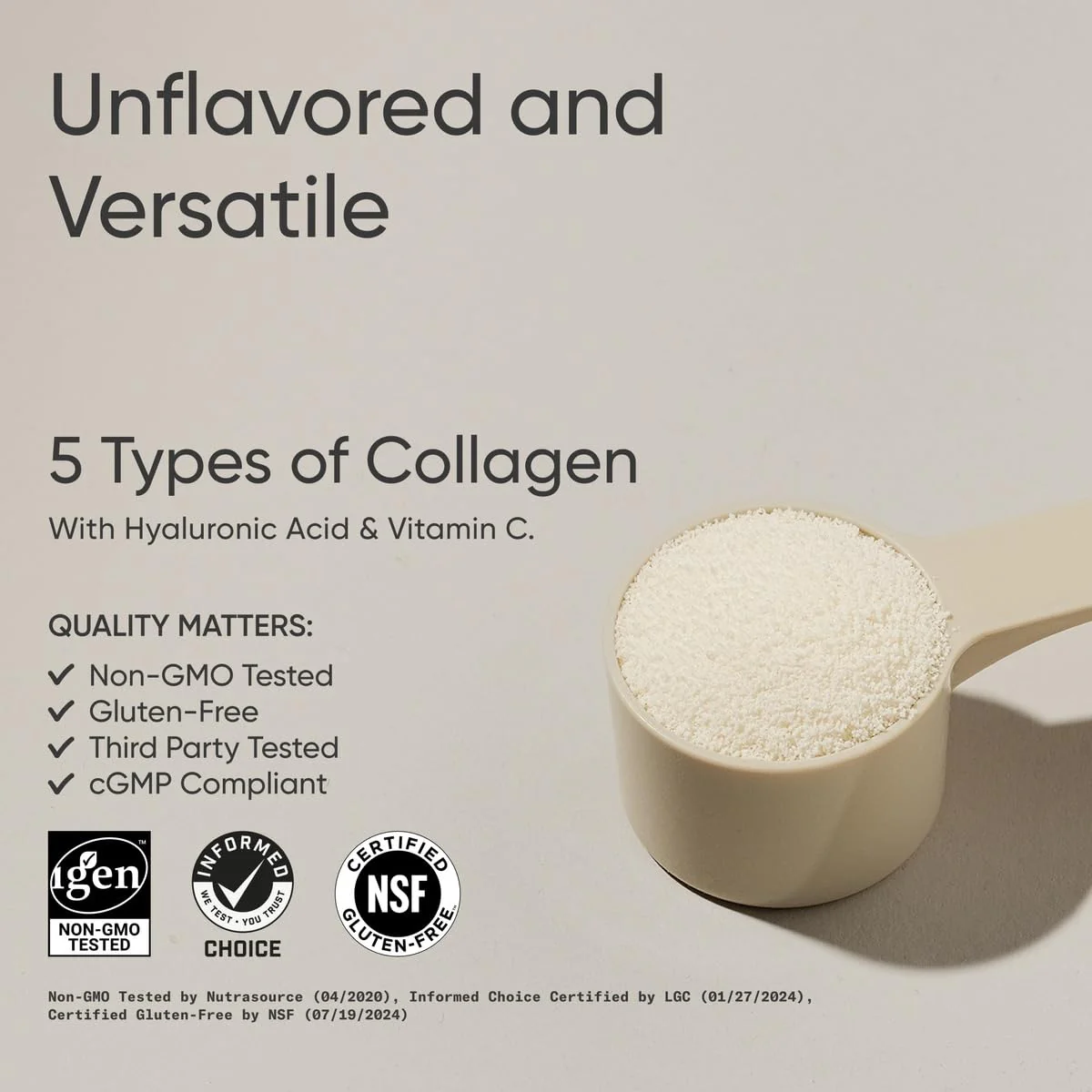 Sports Research® Multi Collagen Protein Powder – Food-Sourced Peptides (I, II, III, V, X) with Hyaluronic Acid & Vitamin C – Gluten Free, Non-GMO, 30 Servings (Unflavored) - Image 2