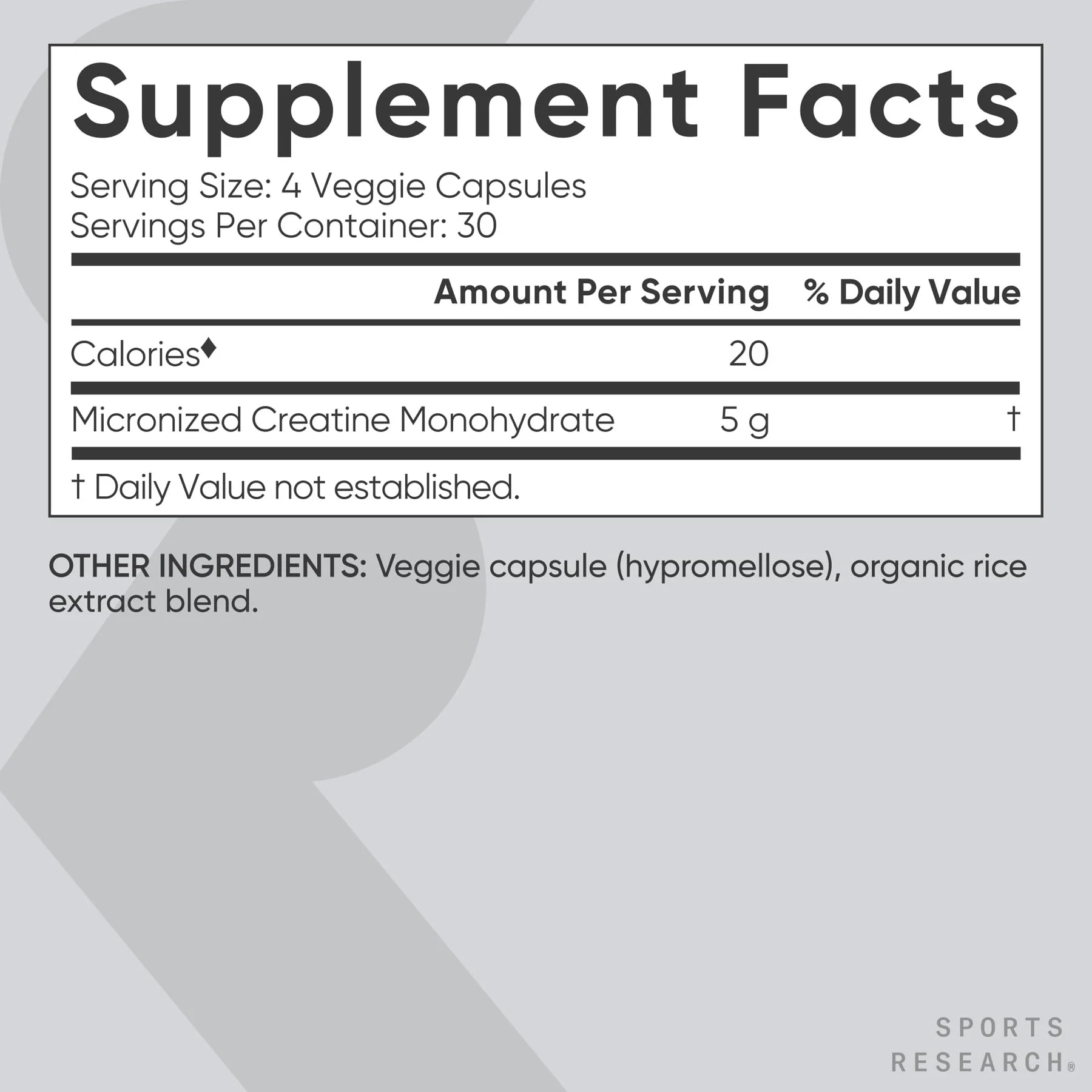 Sports Research Creatine Monohydrate Capsules - 5g per Serving, 30 Servings | Non-GMO, Vegan Certified - Image 5