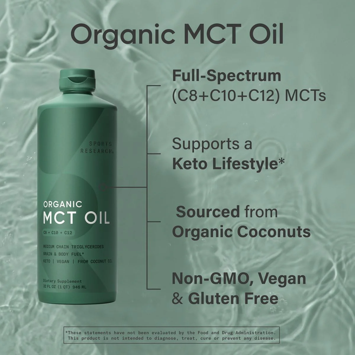 Sports Research Keto MCT Oil from Organic Coconuts – C8, C10, C12 – Unflavored (128 oz) - Image 12
