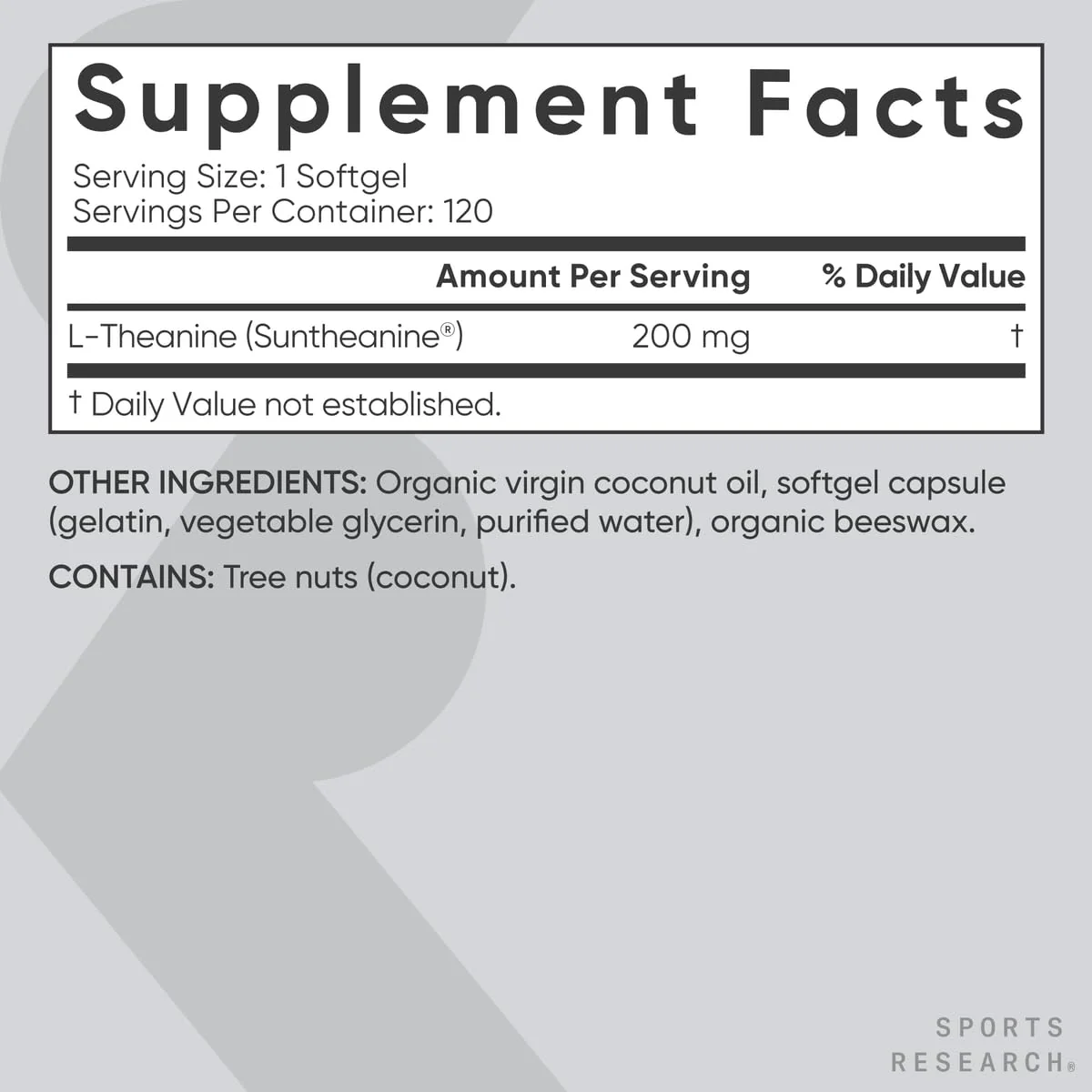 Sports Research L-Theanine 200mg with Organic Coconut Oil | Suntheanine - Image 5