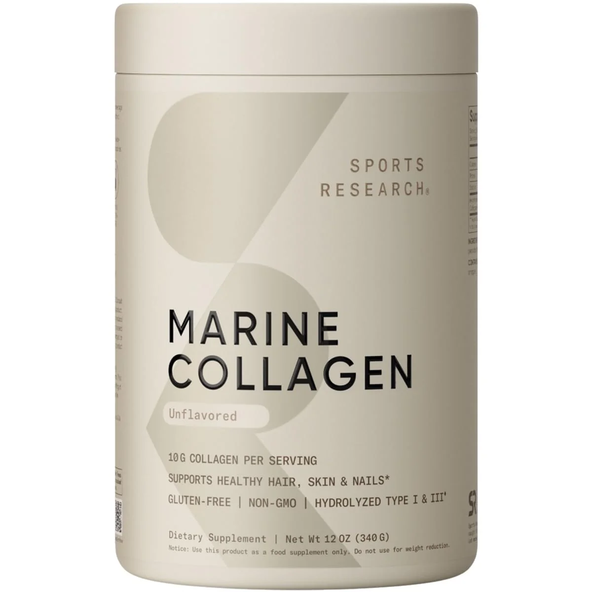 Sports Research Marine Collagen Peptides Powder – Wild-Caught Fish, Pescatarian Friendly, Keto Certified & Non-GMO Verified, 34 Servings