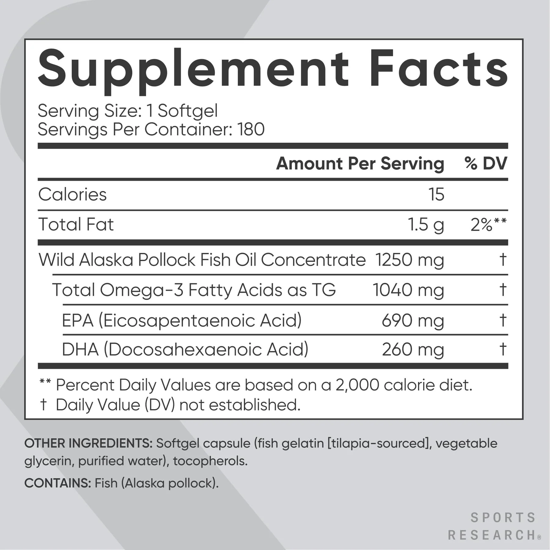 Sports Research Omega-3 Fish Oil 1250 - Triple Strength, MSC Certified, 180 Softgels - Image 6
