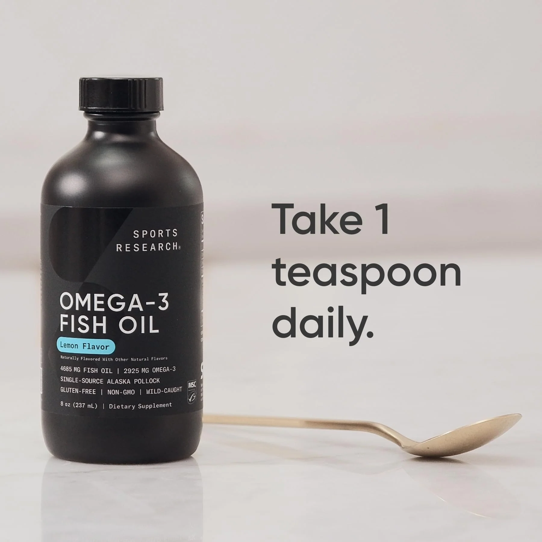 Sports Research Omega-3 Fish Oil, 8oz Glass Bottle – Lemon Flavor, Wild-Caught Alaska Pollock - Image 11