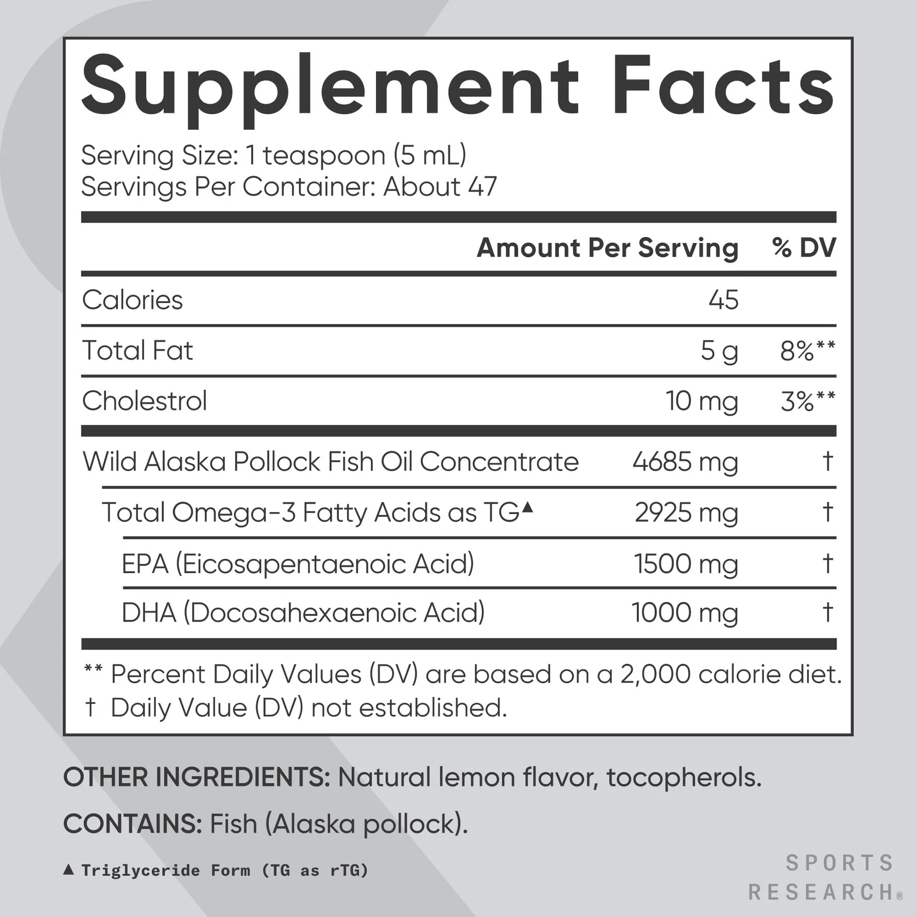 Sports Research Omega-3 Fish Oil, 8oz Glass Bottle – Lemon Flavor, Wild-Caught Alaska Pollock - Image 5