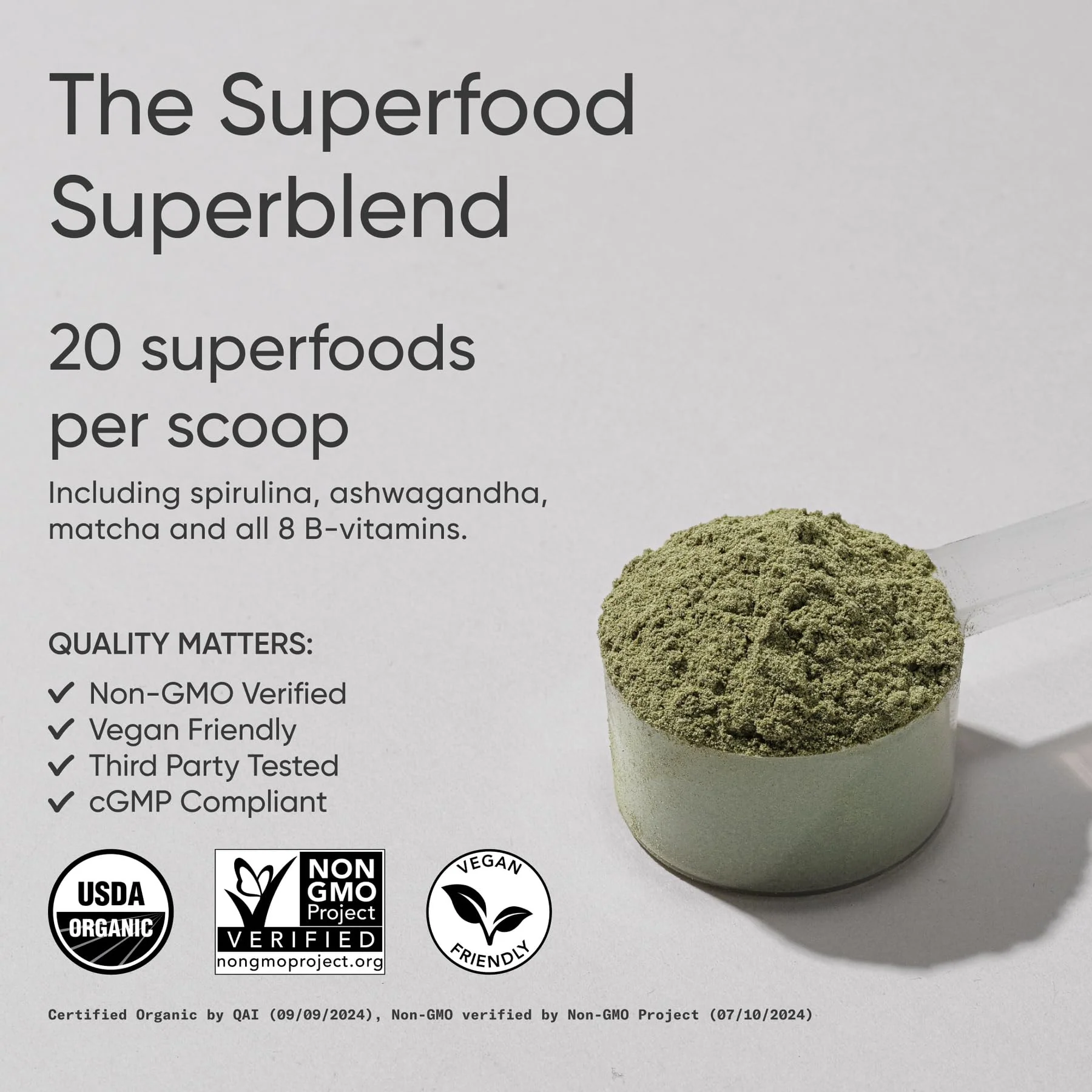 Sports Research Organic Greens Powder – Spirulina & Chlorella, 8 B Vitamins, Vegan - Image 2