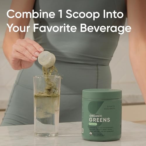 Sports Research Organic Greens Powder with Spirulina & Chlorella – 30 Servings, Vegan & Sugar-Free - Image 4
