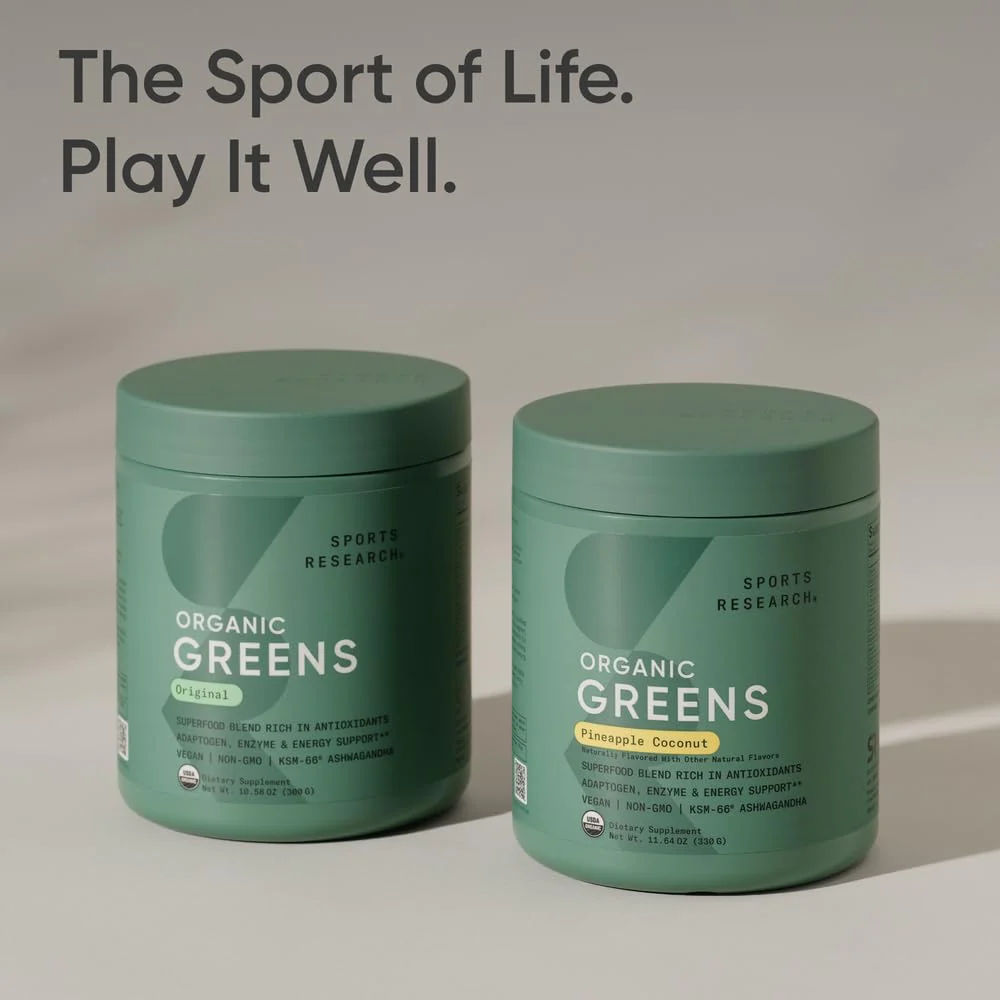 Sports Research Organic Greens Superfood Powder – Pineapple Coconut (30 Servings) | Spirulina, Chlorella, Adaptogens, Probiotics, 8 B Vitamins | Vegan, Sugar-Free - Image 13