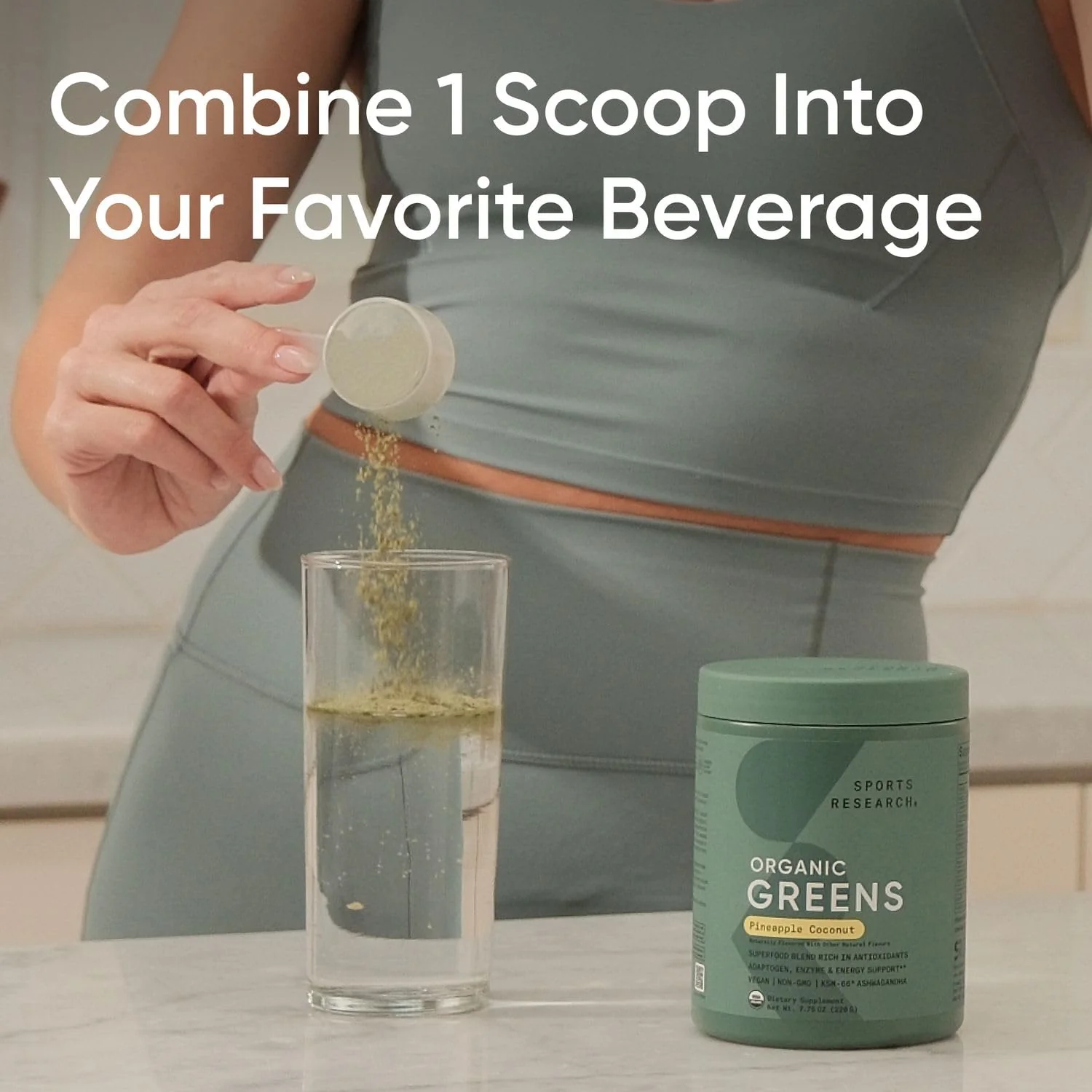 Sports Research Organic Pineapple Coconut Greens – Digestive Health, Natural Energy & Mood Support*, 20 Servings - Image 3