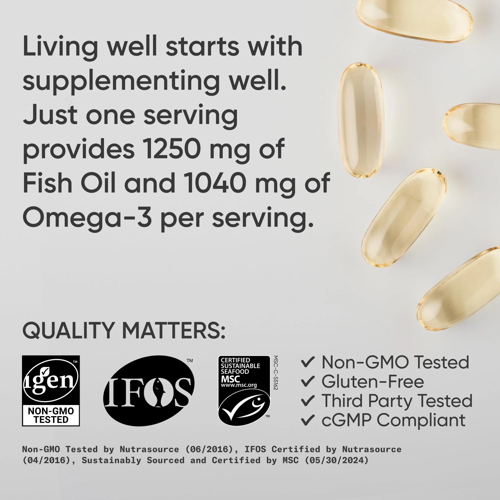 Sports Research Triple Strength Omega-3 Fish Oil - Burpless 1250 mg, 240 Softgels | Wild Alaska Pollock, EPA & DHA - Image 5