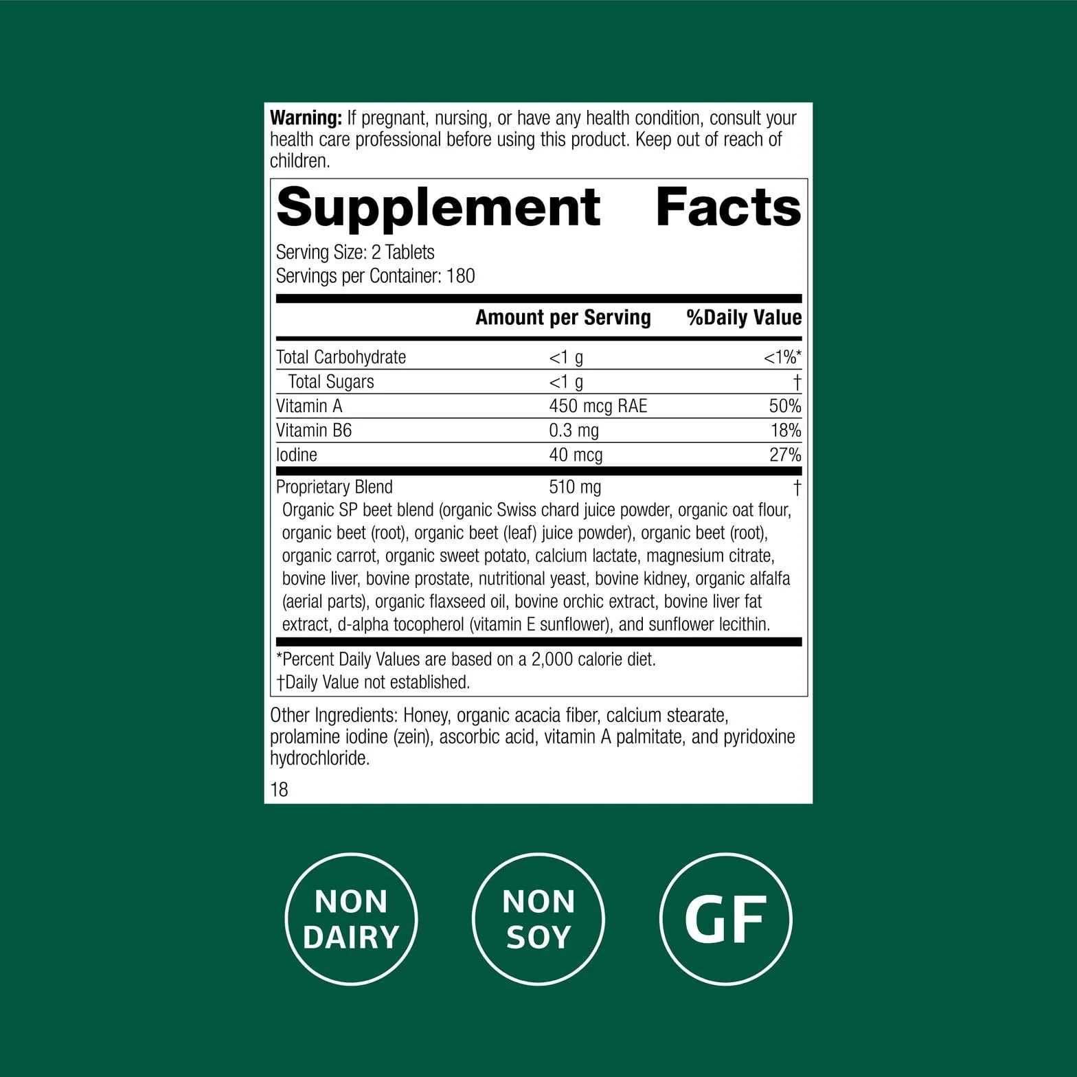 Standard Process A-F Betafood – Gluten-Free Liver & Gallbladder Support with Vitamin A, Iodine & B6 - Image 3
