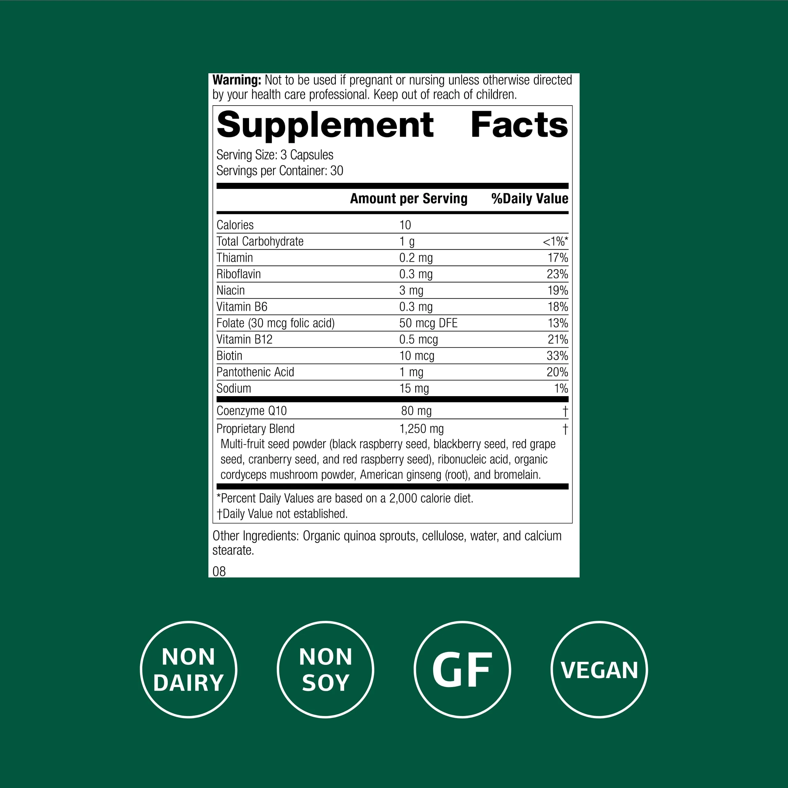 Standard Process B Vitality with CoQ10 – Cellular Health Supplement (Vegan, Gluten‑Free, Non‑Dairy) 90 Capsules - Image 3