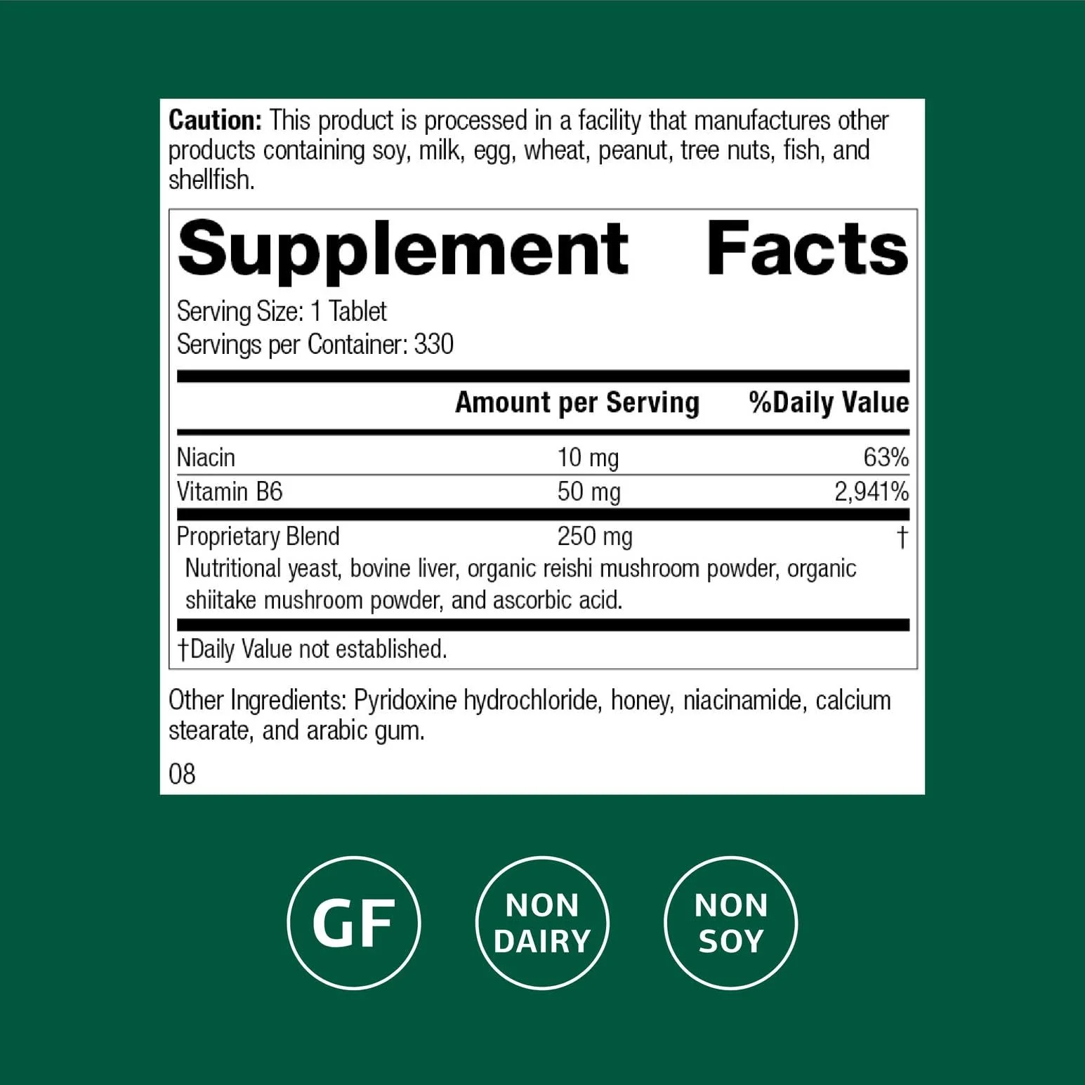 Standard Process B6-Niacinamide: Energy Metabolism & Cardiovascular Support (Gluten-Free, 330 Tablets) - Image 2